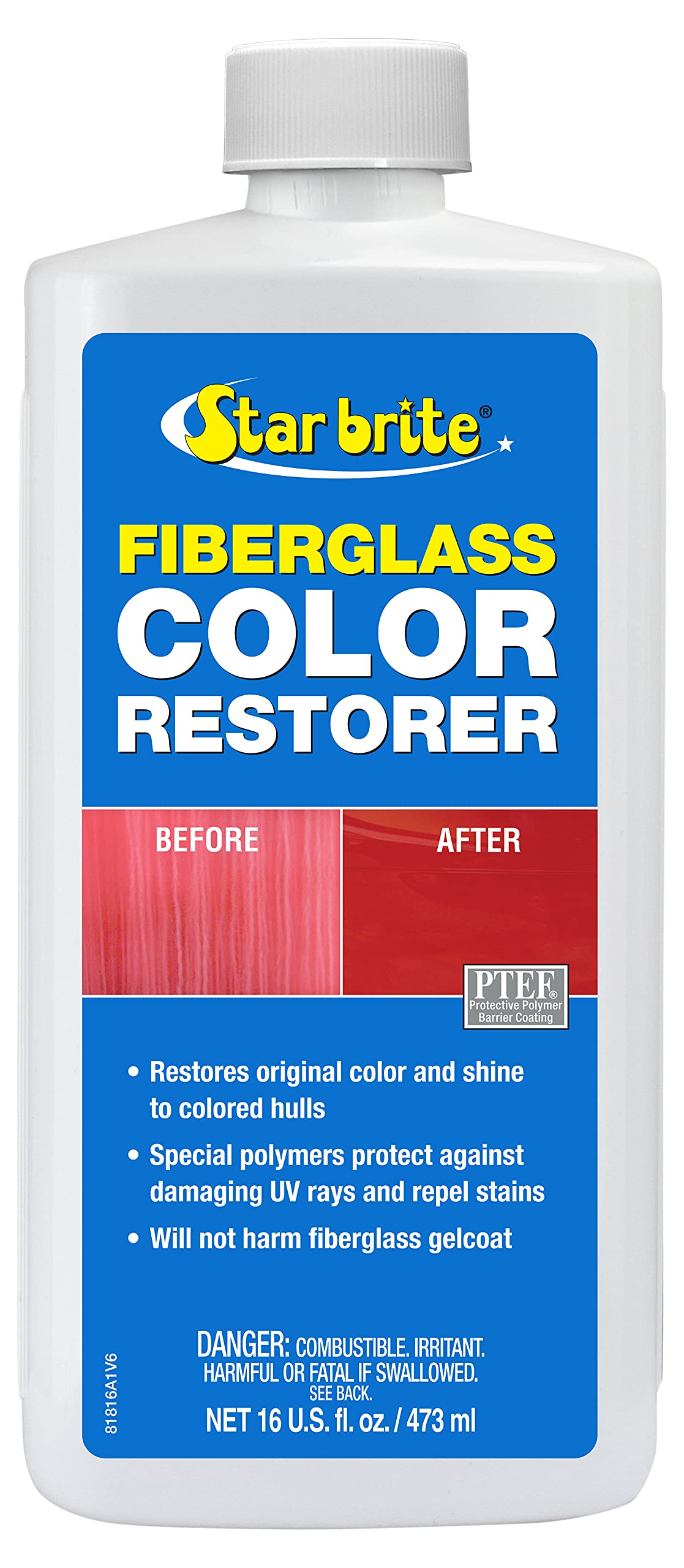 Star Brite Fiberglass Color Restorer With Ptef - 16 Oz (081816Pw)