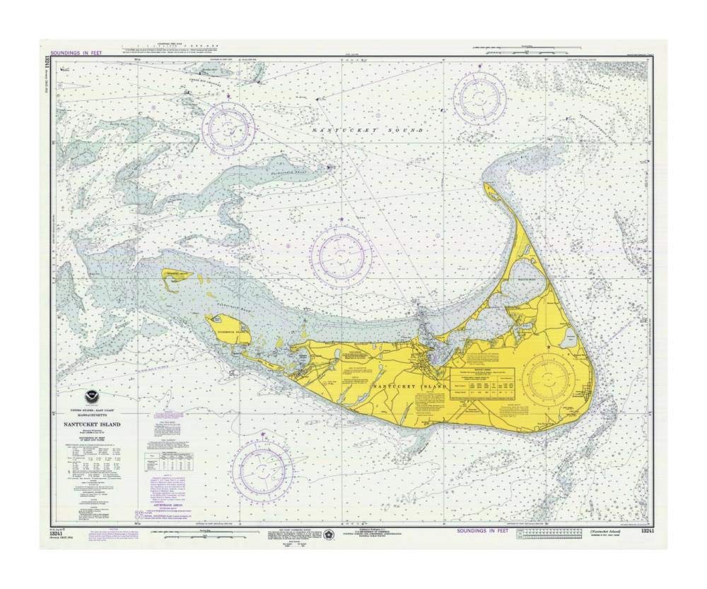 Nautical Chart - Nantucket Island ca. 1975-Paper Art-18x15”