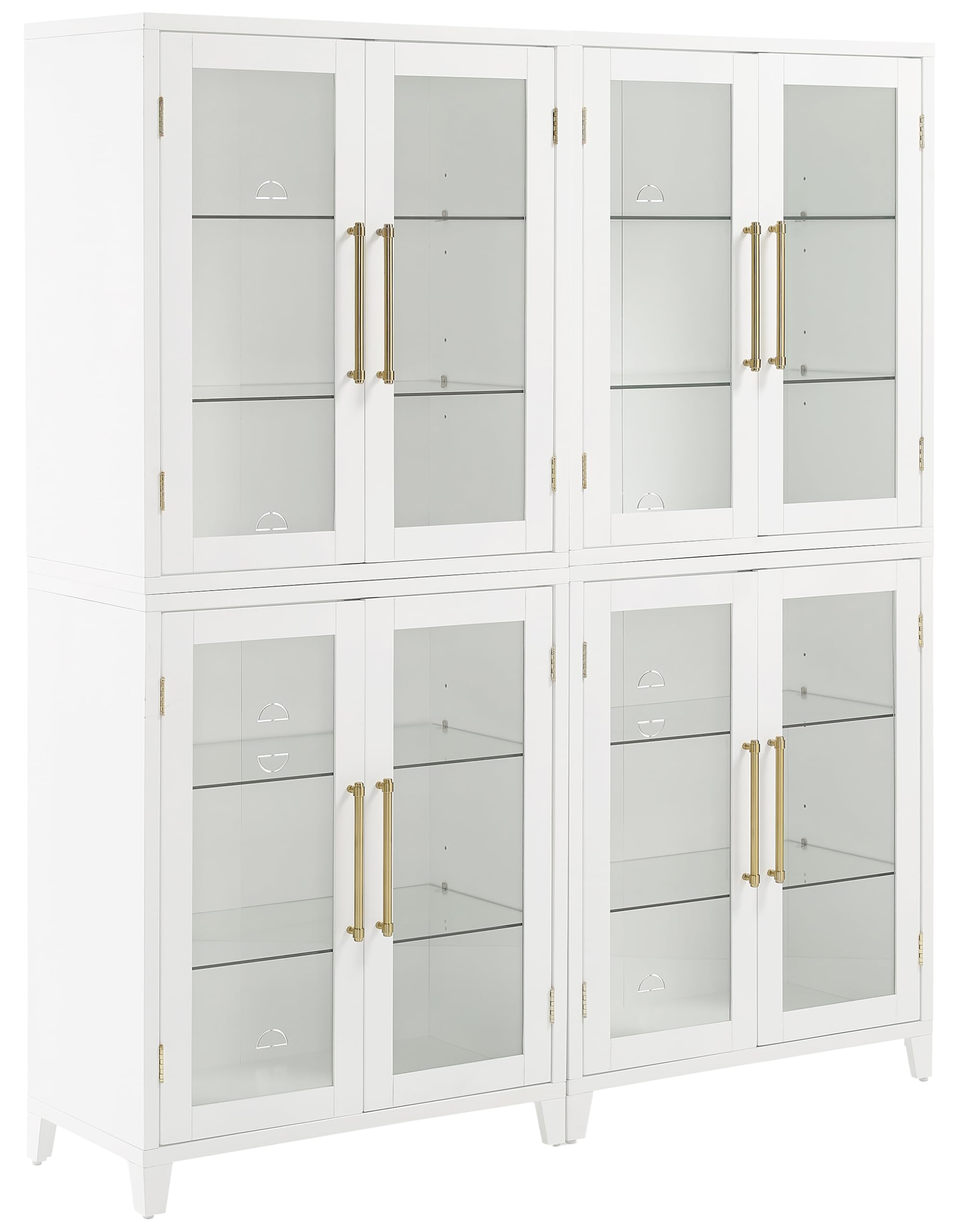 Roarke 2Pc Glass Door Kitchen Pantry Storage Cabinet Set