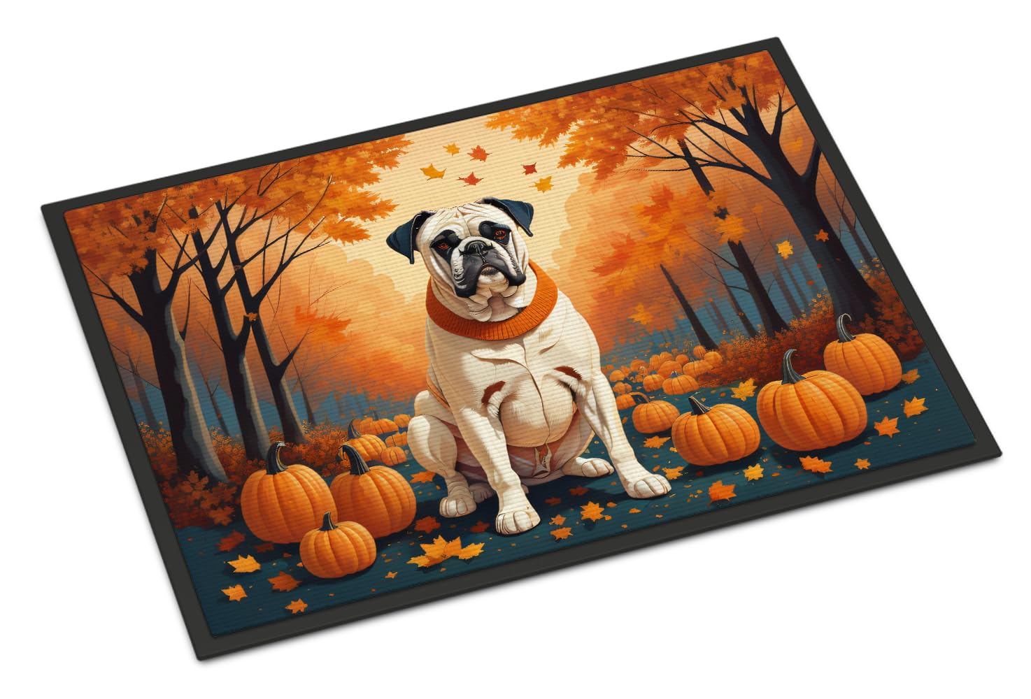 Carolines Treasures DAC1025MAT White Boxer Fall Doormat 18x27 Front Door Mat Indoor Outdoor Rugs for Entryway, Non Slip Washable Low Pile, 18H X 27W