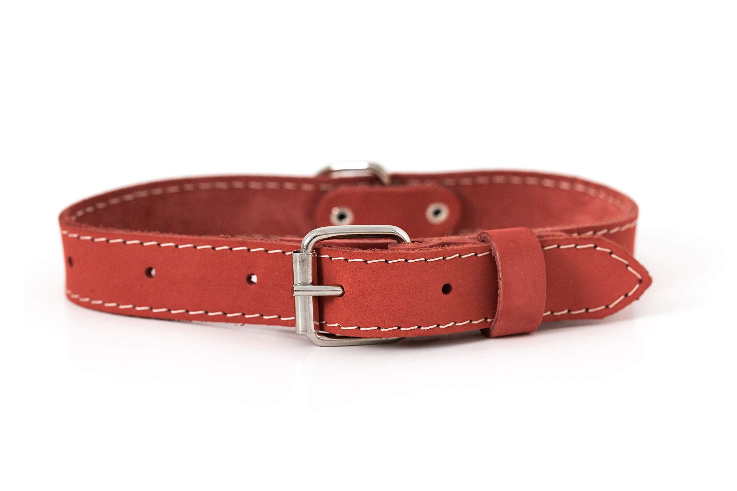 Luxury Traditional M Coral Soft Leather Collar Width 7/8 Range 13” - 17”