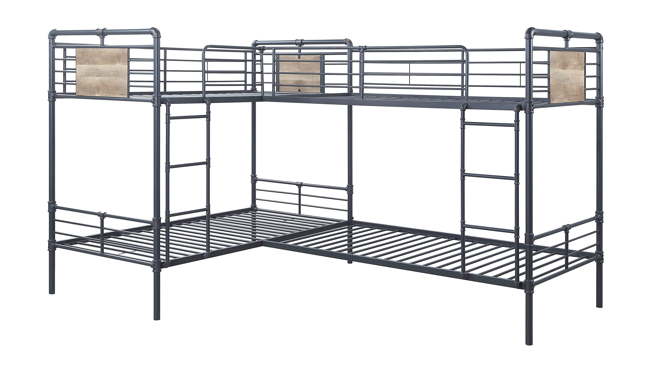 Acme Cordelia Twin Over Twin Metal Bunk Bed In Sandy Black And Dark Bronze