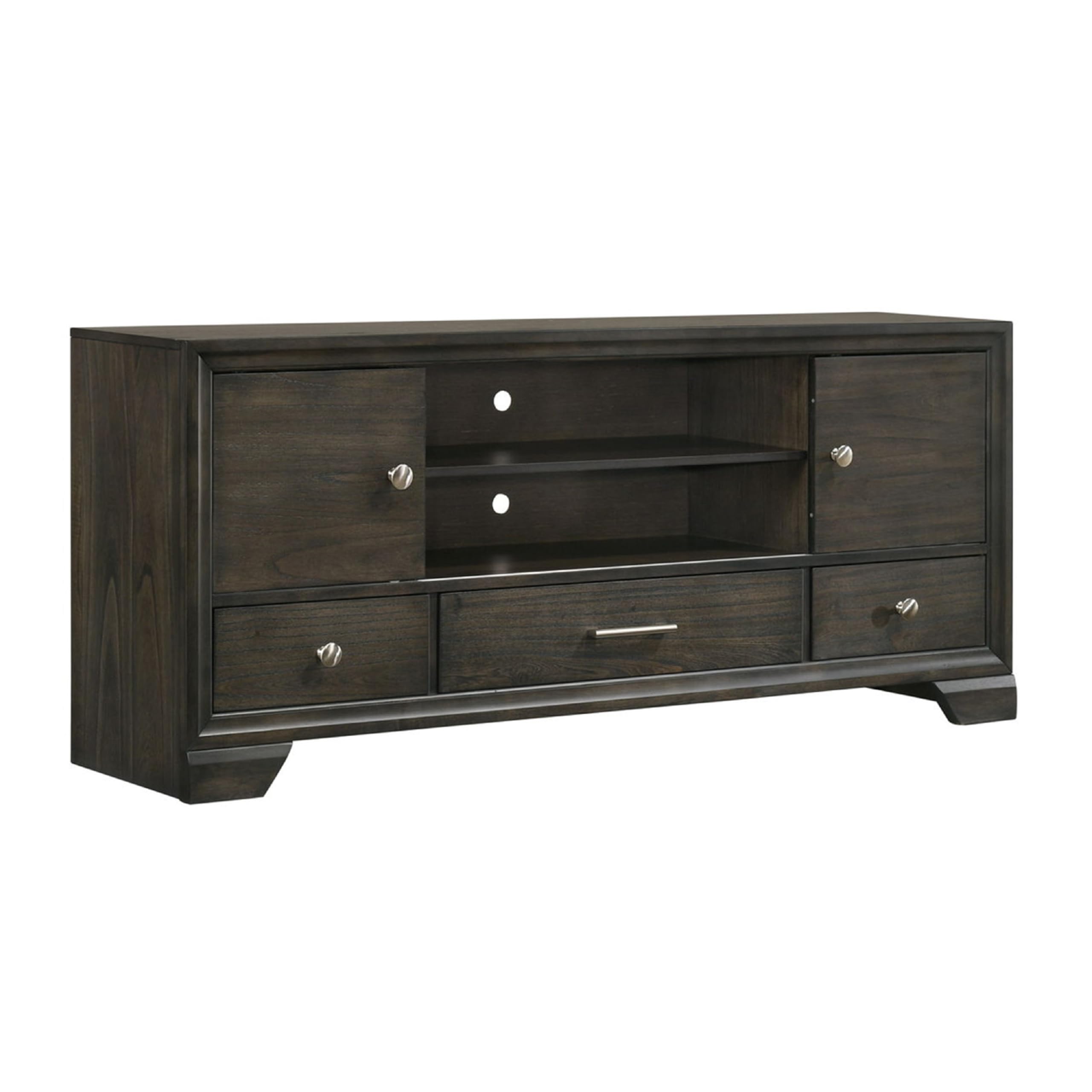 Jeni TV Media Console, Sliding Doors, 2 Drawers, Rustic Dark Gray
