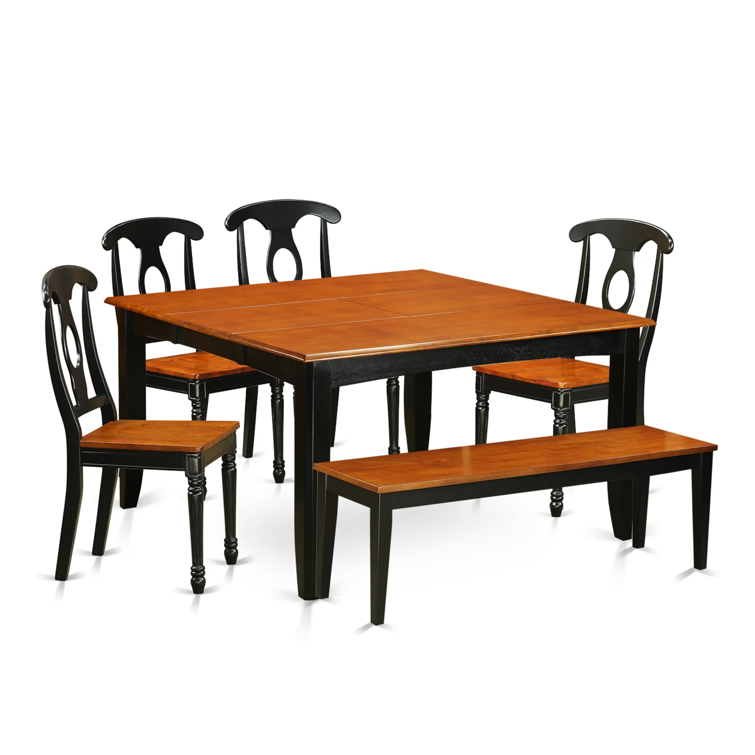6PC  Dining  room  set  with  bench-Dining  Table  and  4  Wood  Dining  Chairs  plus  a  bench