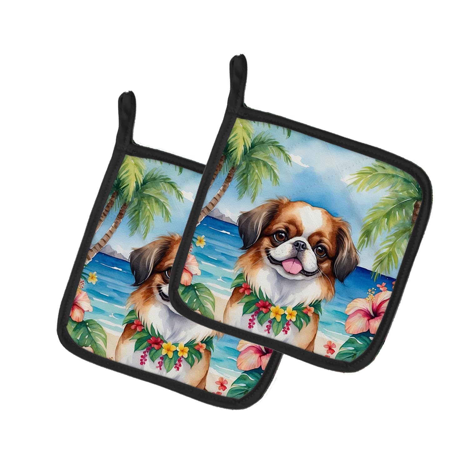 Japanese Chin Luau Pair of Pot Holders