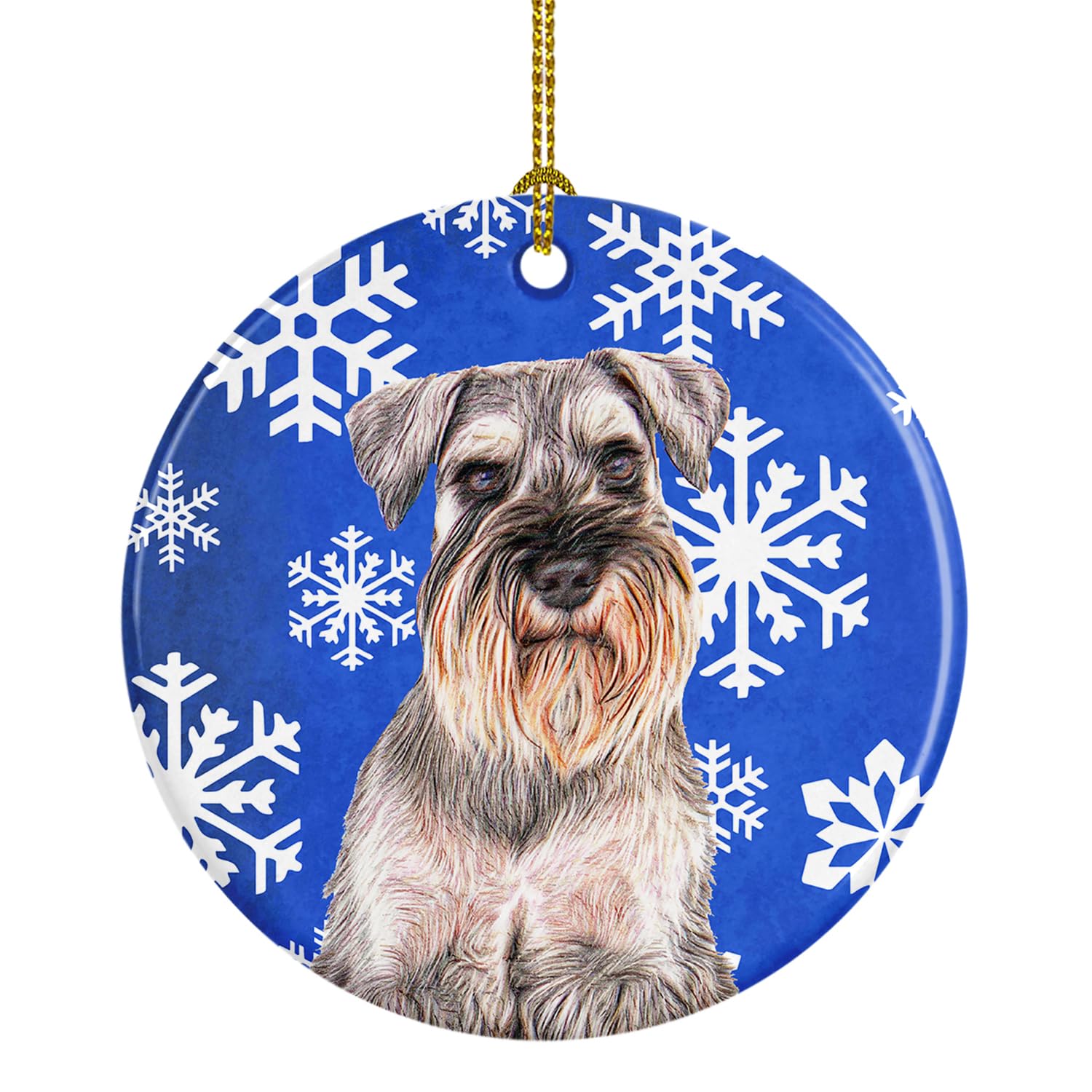 Winter Snowflakes Holiday Schnauzer Ceramic Ornament KJ1179CO1
