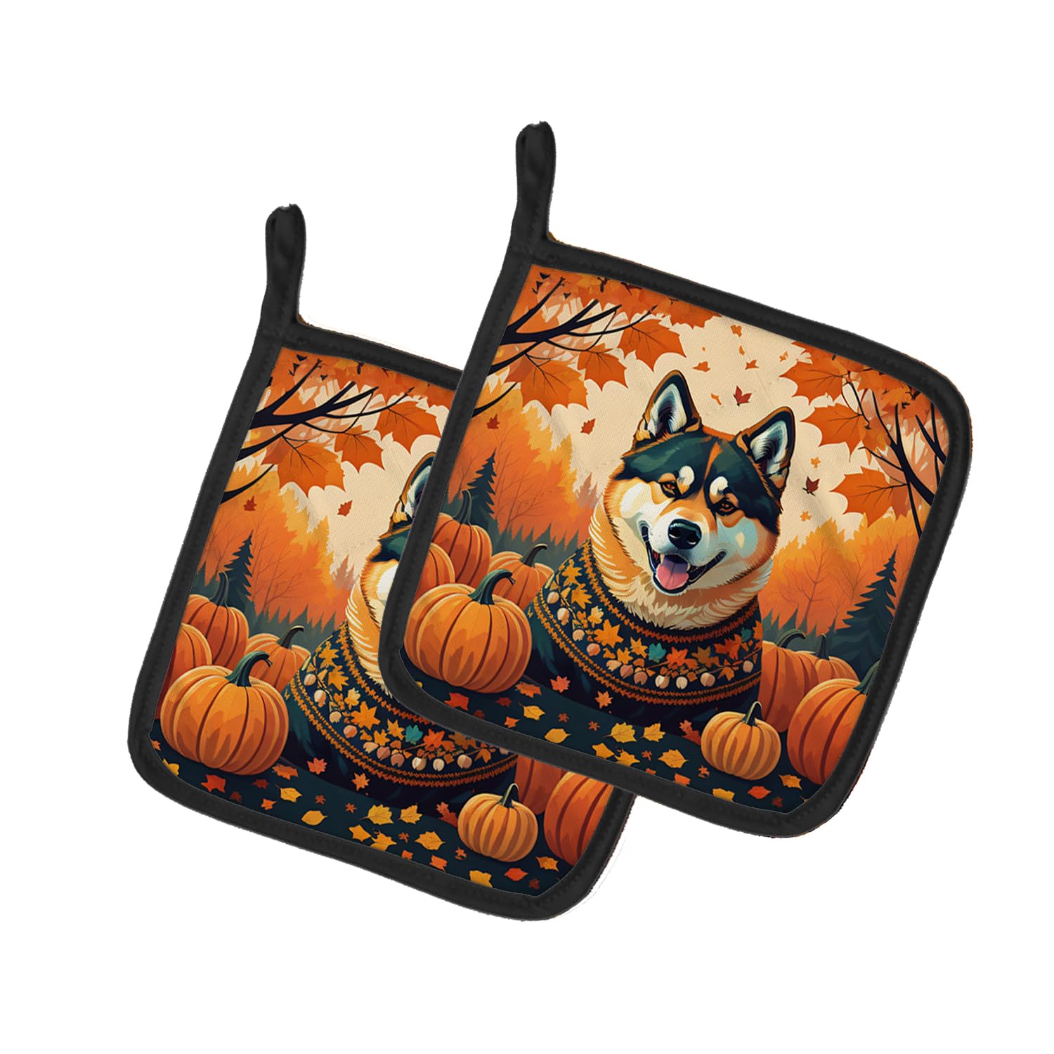 Akita Fall Pair of Pot Holders
