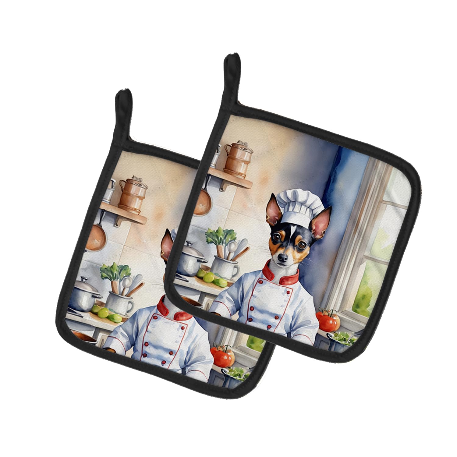Rat Terrier The Chef Pair of Pot Holders