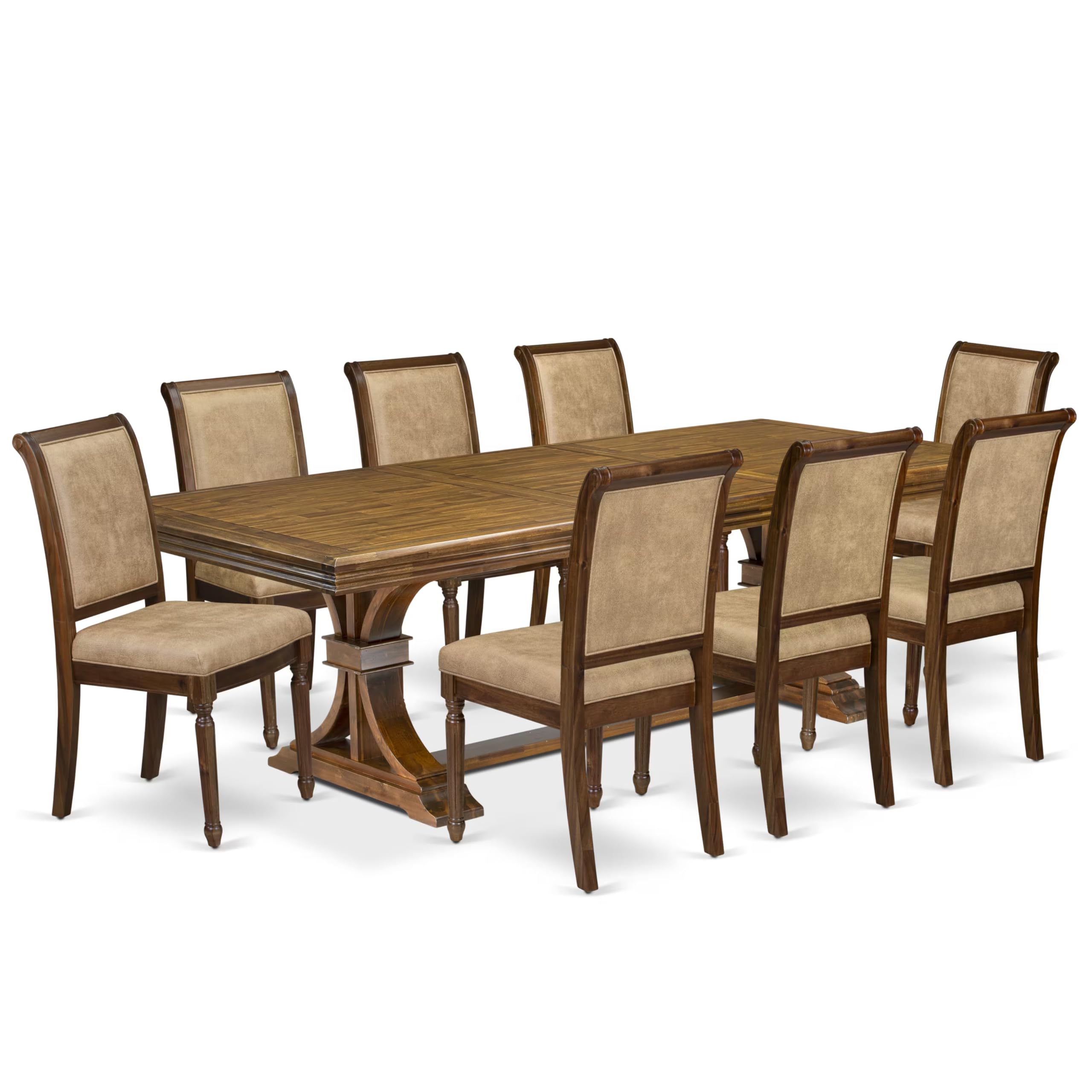 9 piece Dining Table Set of a Dining Table and 8 Dark Grey Kitchen Chairs