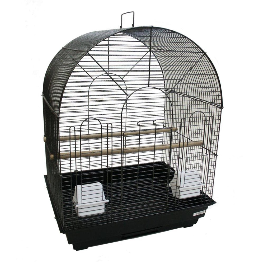 1934 1/2 Bar Spacing Round Top Small Bird Cage - 20″x16″ In Black