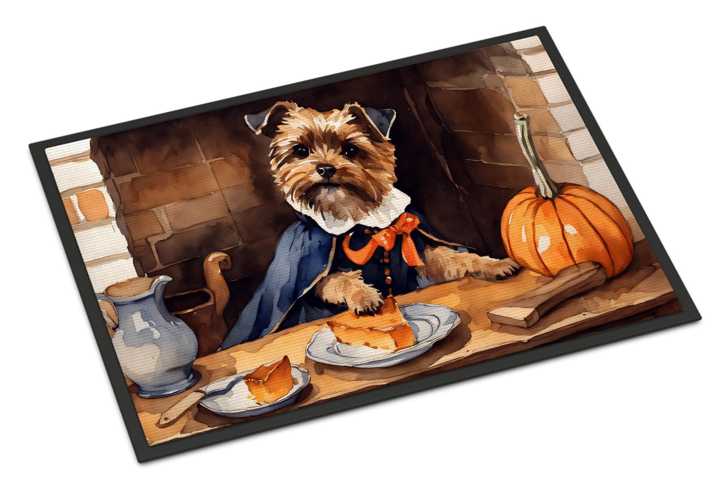 Carolines Treasures DAC1746MAT Border Terrier Fall Kitchen Pumpkins Doormat 18x27 Front Door Mat Indoor Outdoor Rugs for Entryway, Non Slip Washable Low Pile, 18H X 27W