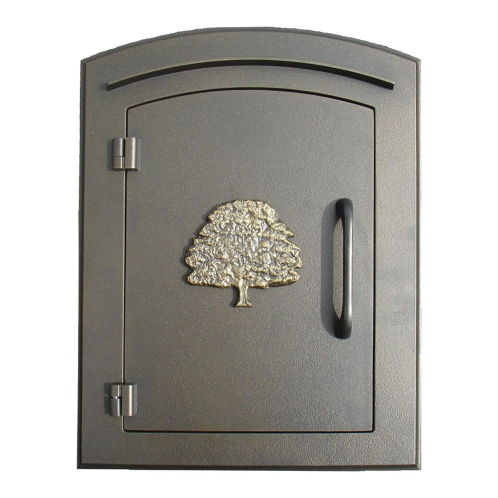 Manchester Security Drop Chute Mailbox with Decorative Oak Tree Logo Faceplate in Bronze