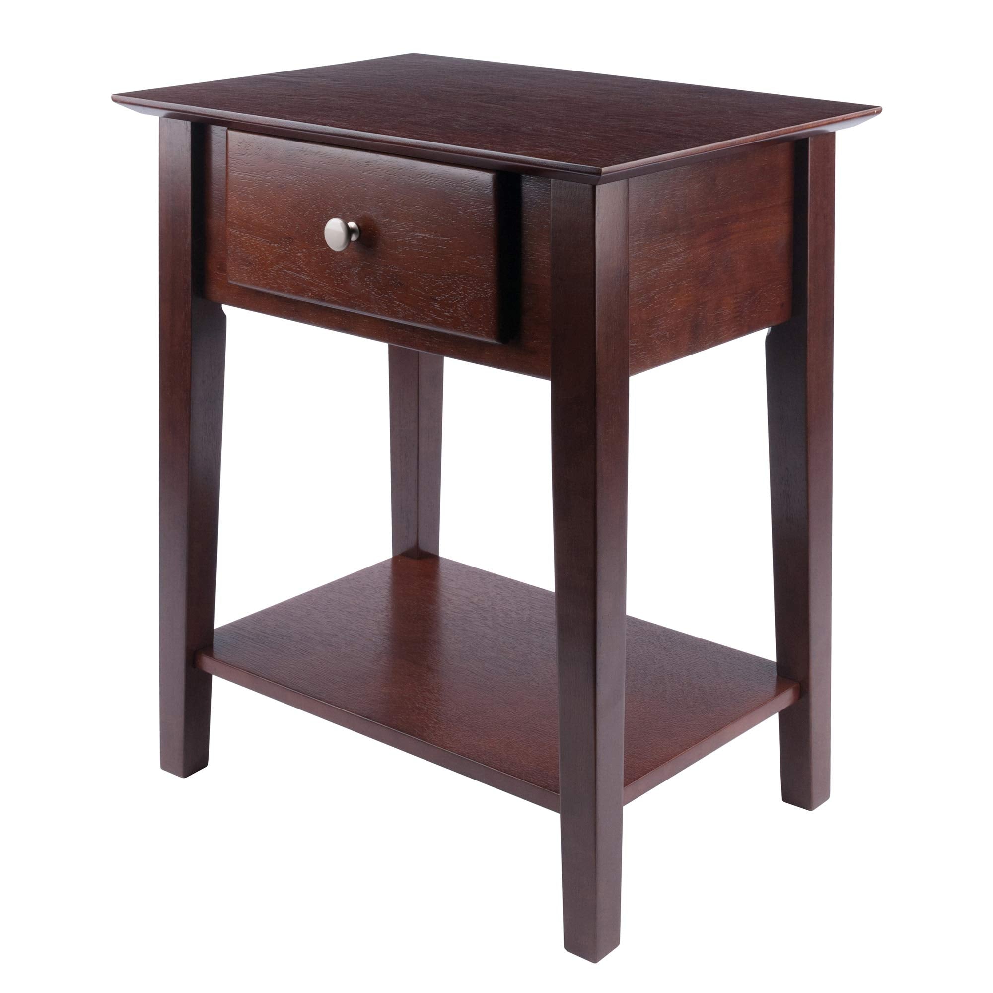 Casafoyer Shaker-Style Walnut End Table with Storage Drawer and Shelf ( Pack of 2 )