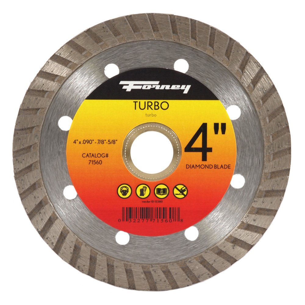 Forney 71560 Diamond Cut-Off Blade With 58-Inch Through 78-Inch Arbor Turbo Continuous Rim 4-Inch