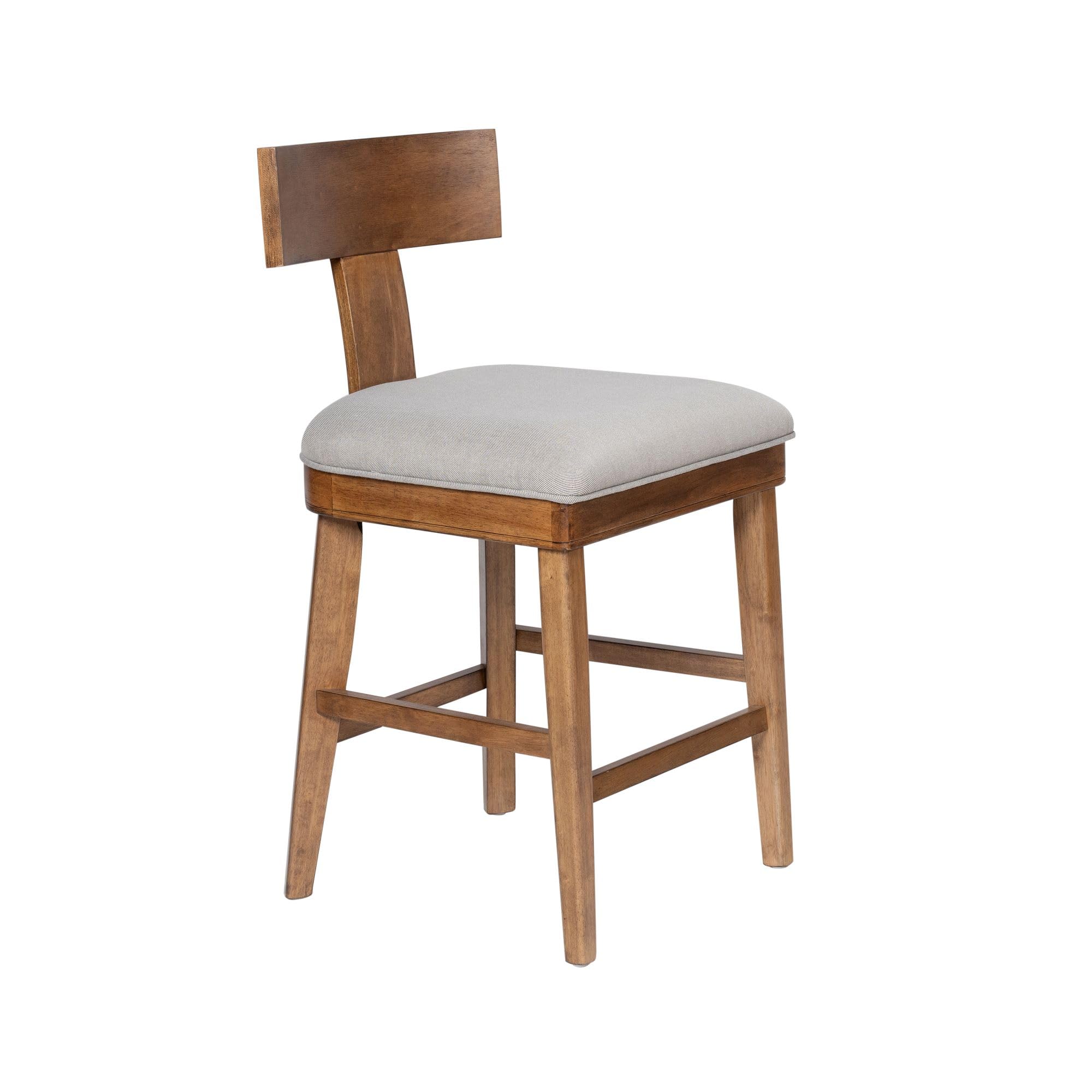 Hery Counter Stool Chair with T Back Design, Light Gray Cushioned Seat