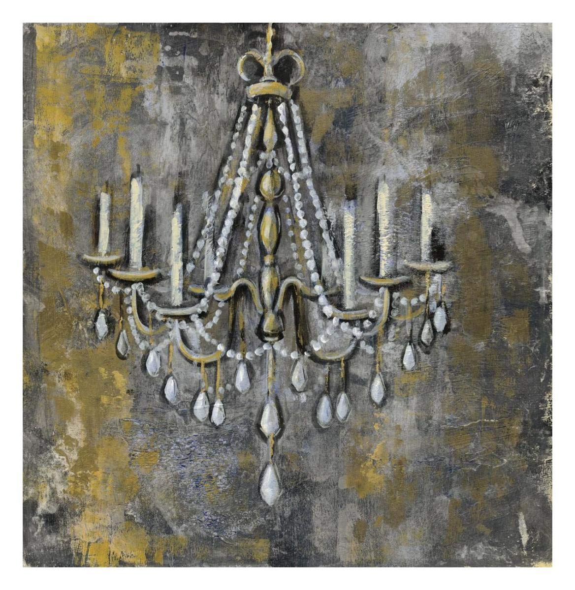 Vintage Chandelier II -Paper Art-26x26″