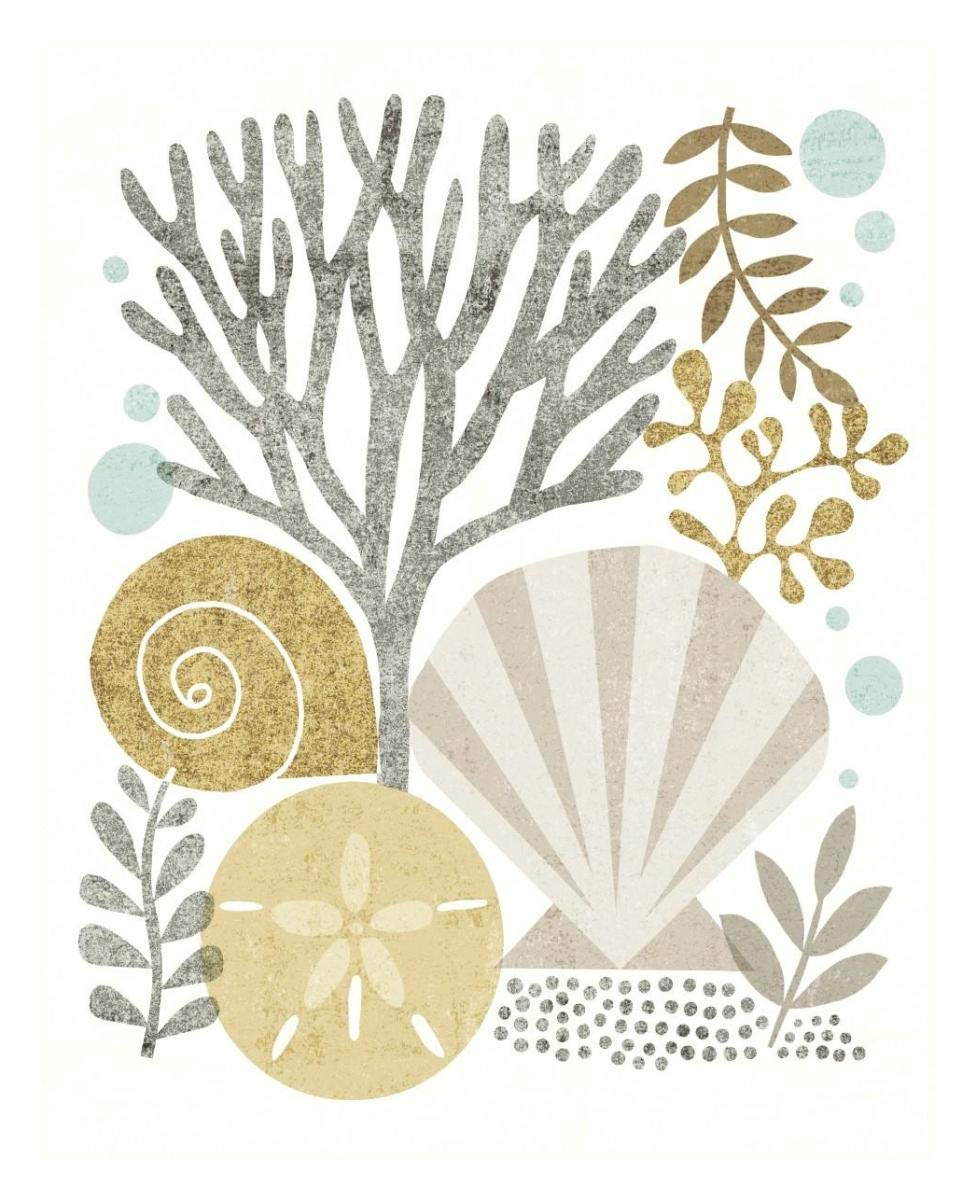 Under Sea Treasures V Gold Neutral -Paper Art-24x30”