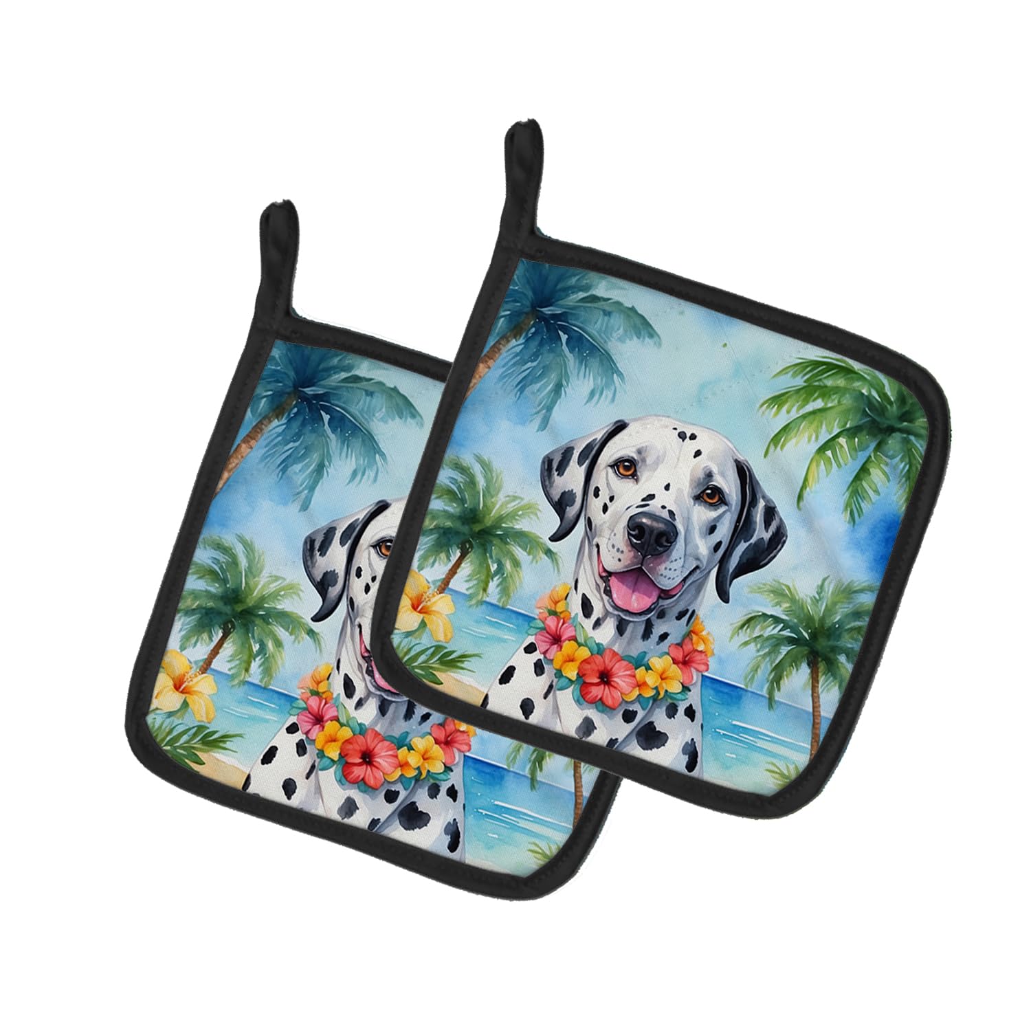 Dalmatian Luau Pair of Pot Holders
