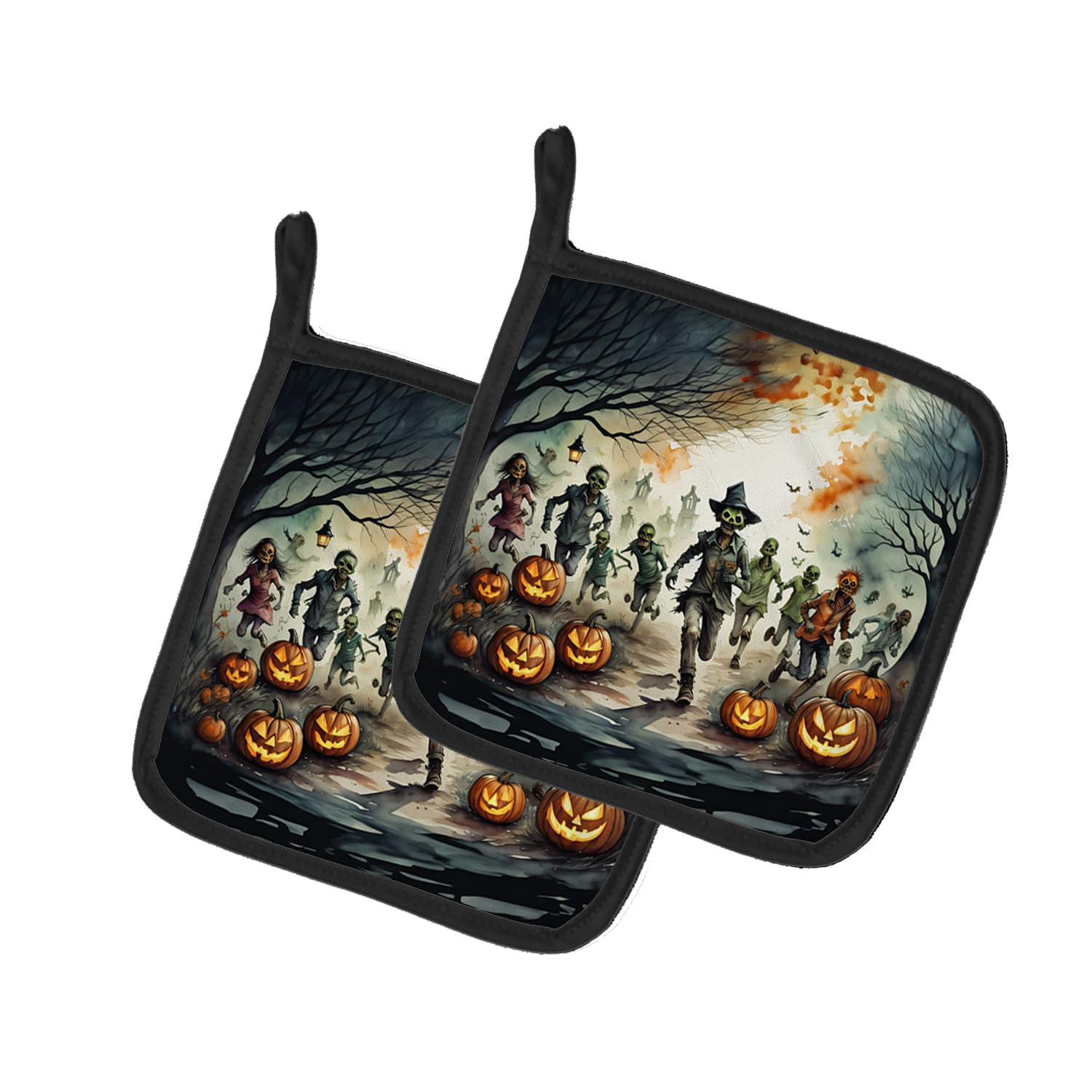 Zombies Spooky Halloween Pair of Pot Holders