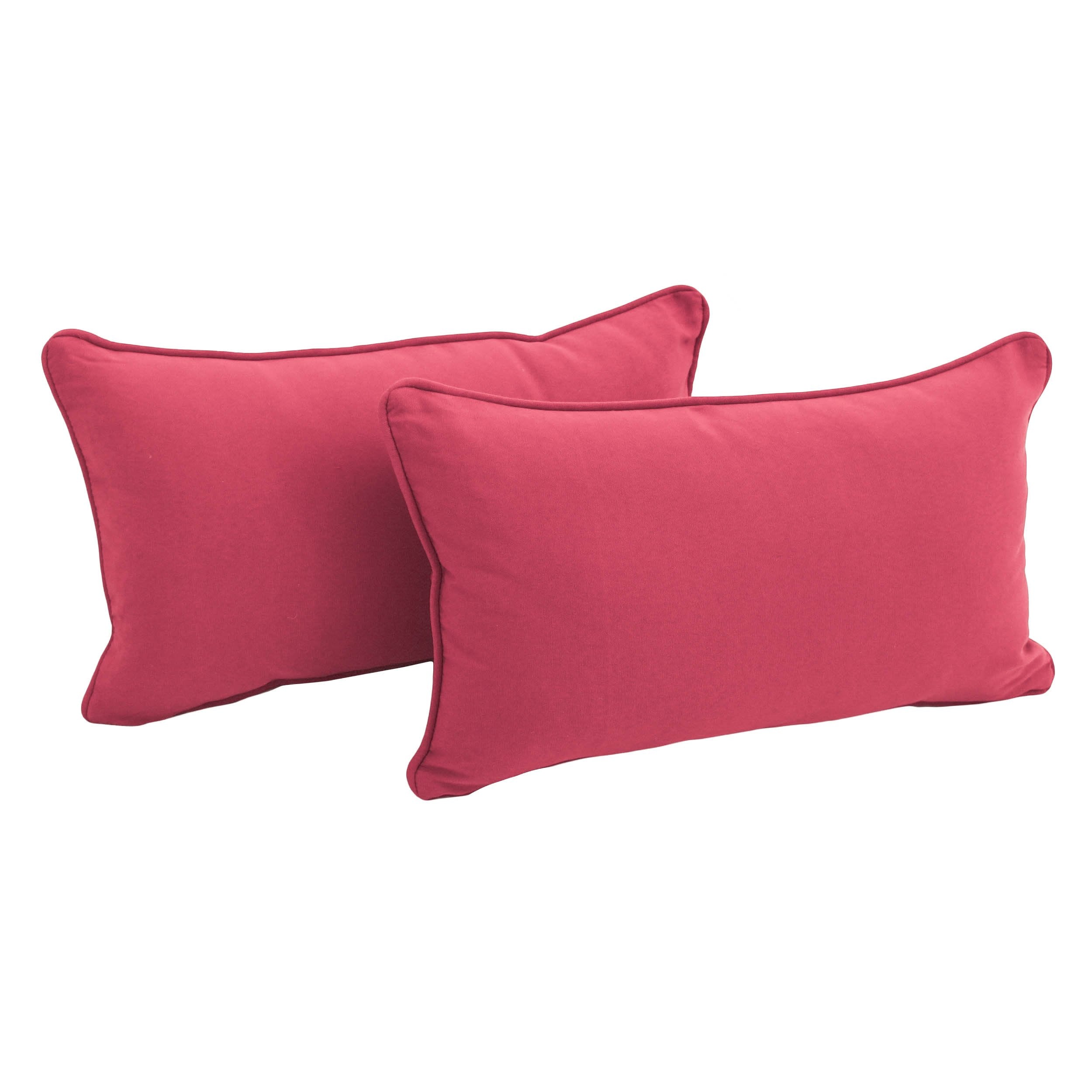 20-inch by 12-inch Double-corded Solid Twill Back Support Pillows with Inserts (Set of 2) - Bery Berry