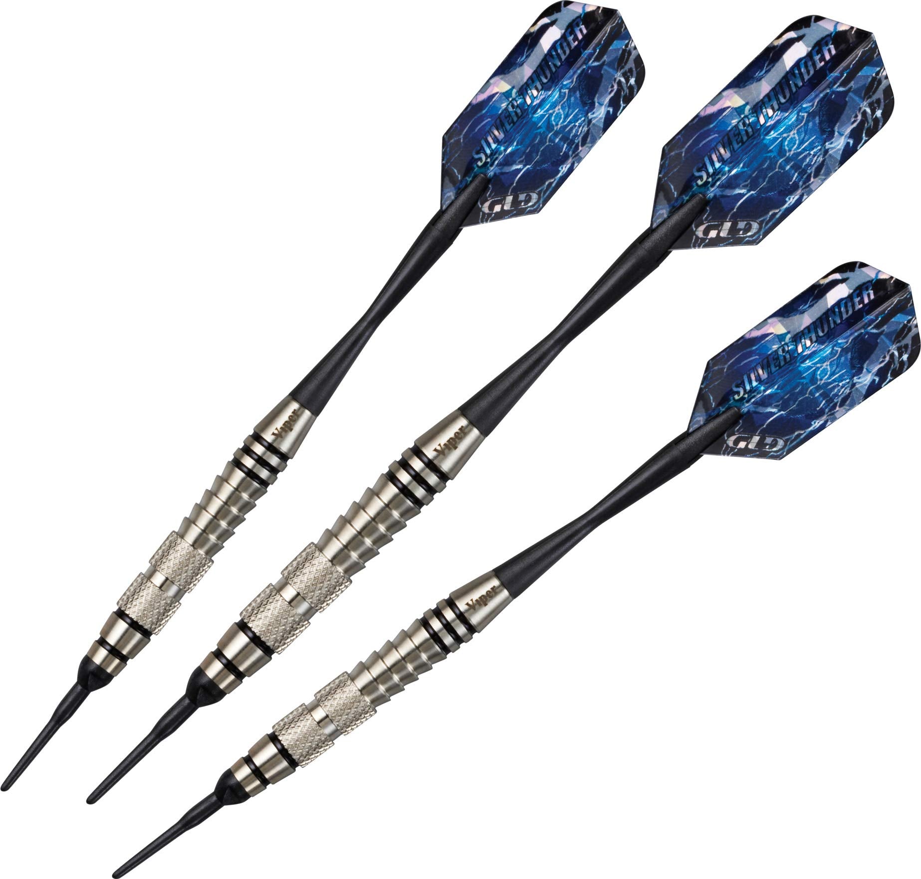 Viper Silver Thunder Soft Tip Darts, 2 Knurled Bands, 18 Grams