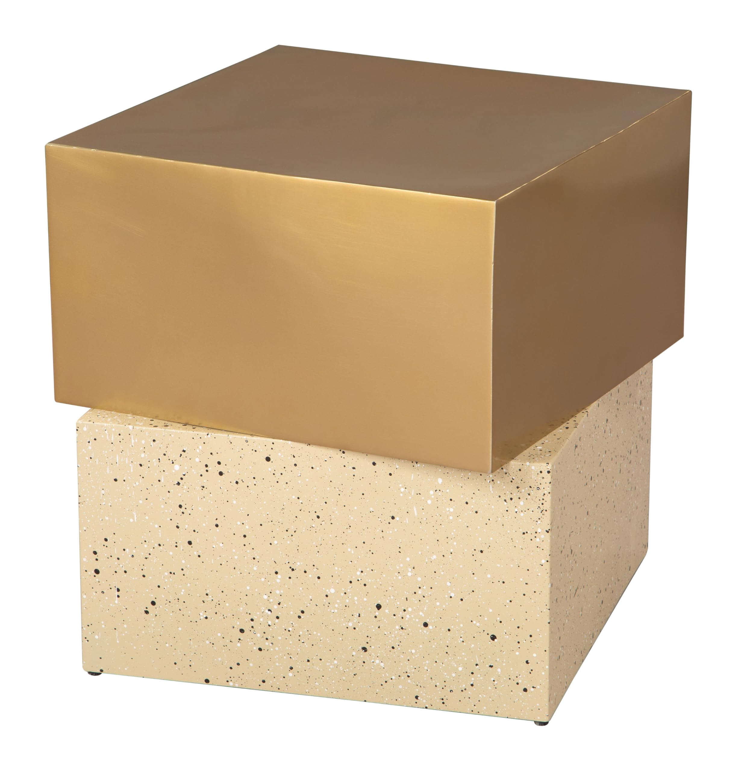 Cinza Side Table Gold & Beige