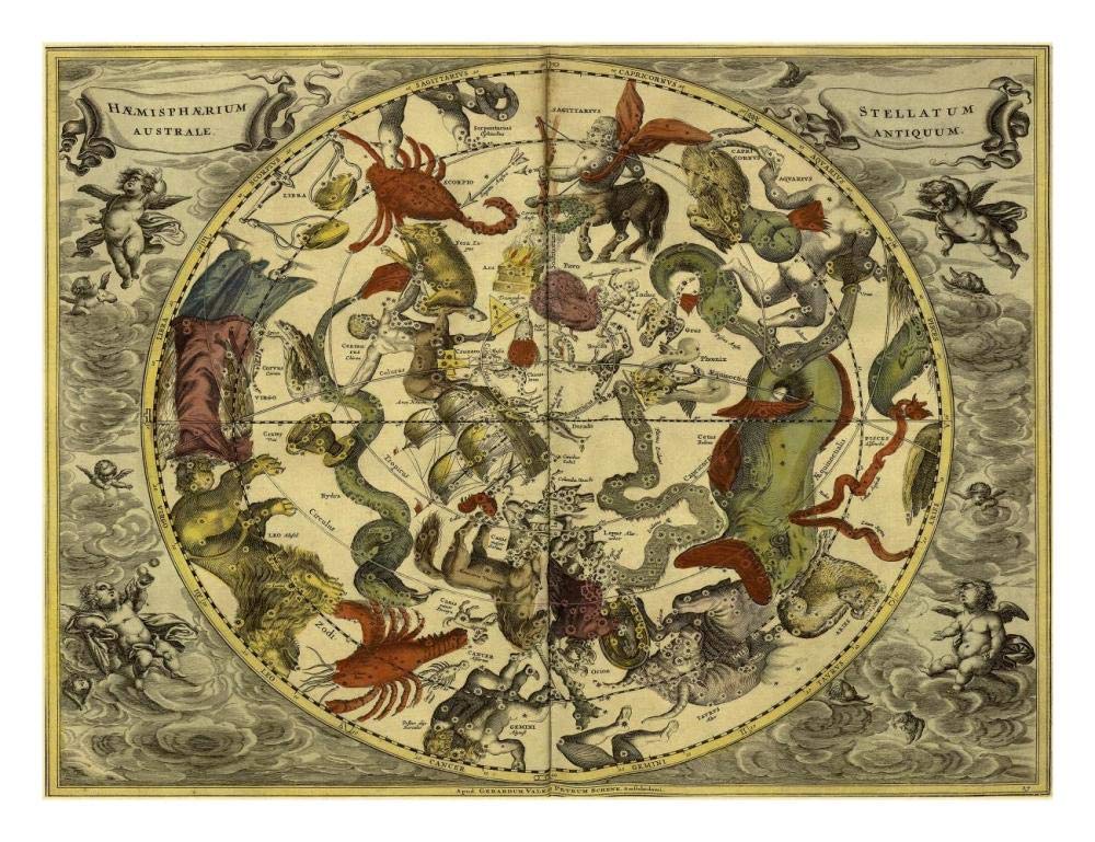 Maps of the Heavens: Haemisphaerium Stellatum Australe Antiquum-Paper Art-26x20”