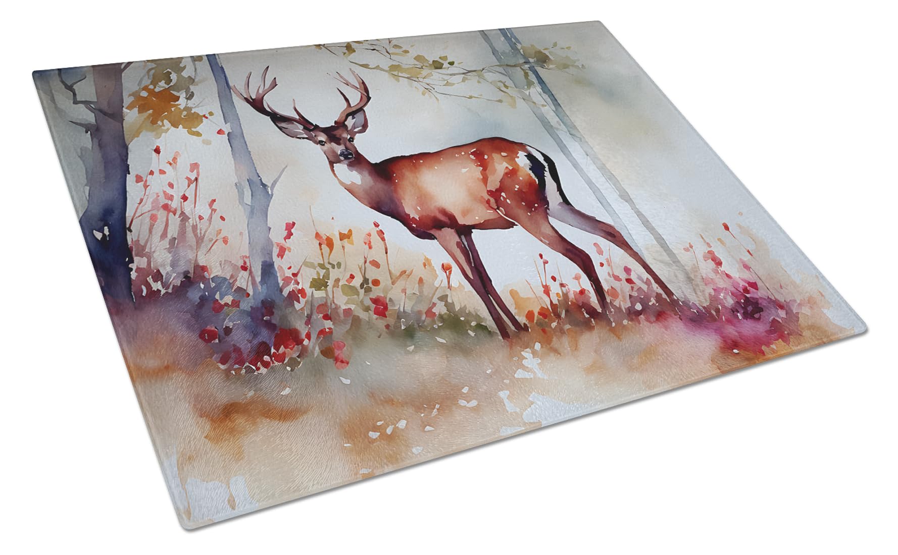 Carolines Treasures DAC2900LCB Deer Glass Cutting Board Large Decorative Tempered Glass Kitchen Cutting and Serving Board Large Size Chopping Board