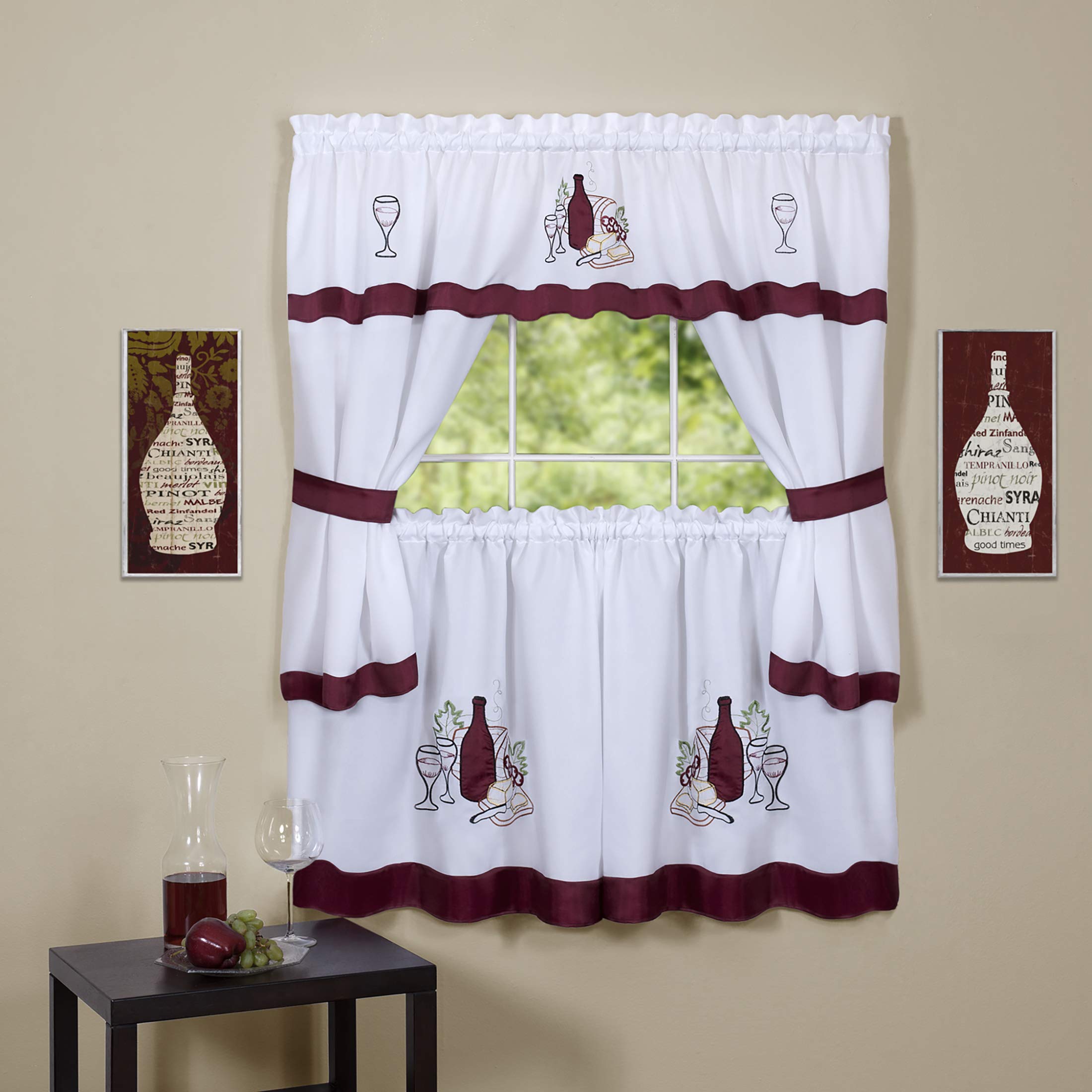 Cabernet Embellished Cottage Set 58x36 Tier Pair/ 58x36 Topper