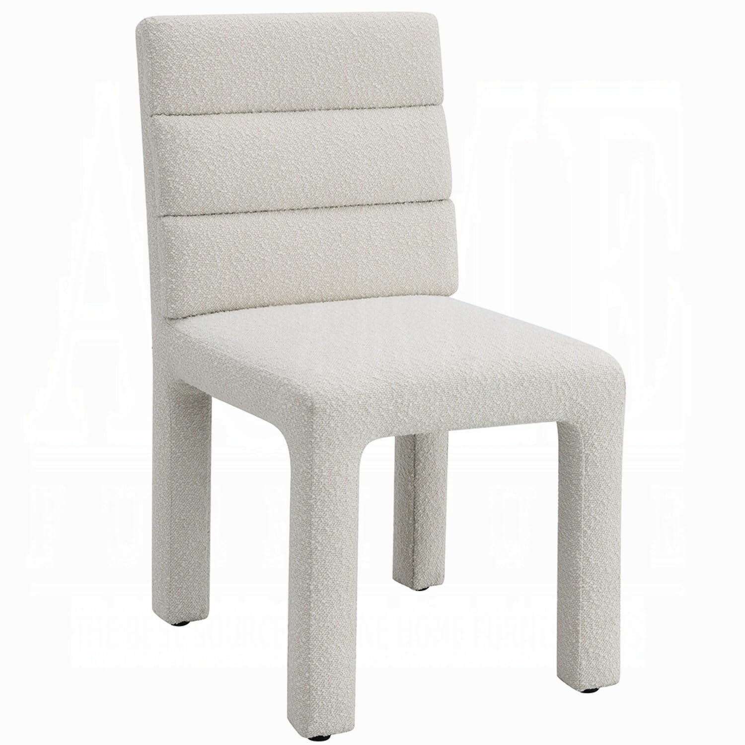 Side Dining Chair Set of 2, Plush White Boucle Seat, Tufted Backrest
