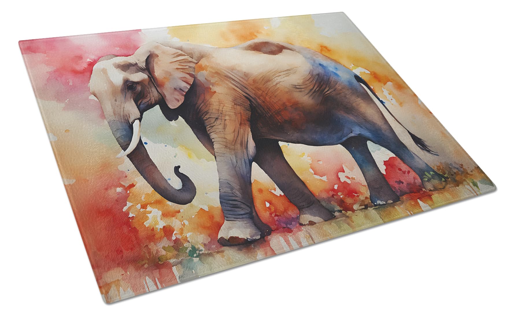 Carolines Treasures DAC2907LCB Elephant Glass Cutting Board Large Decorative Tempered Glass Kitchen Cutting and Serving Board Large Size Chopping Board