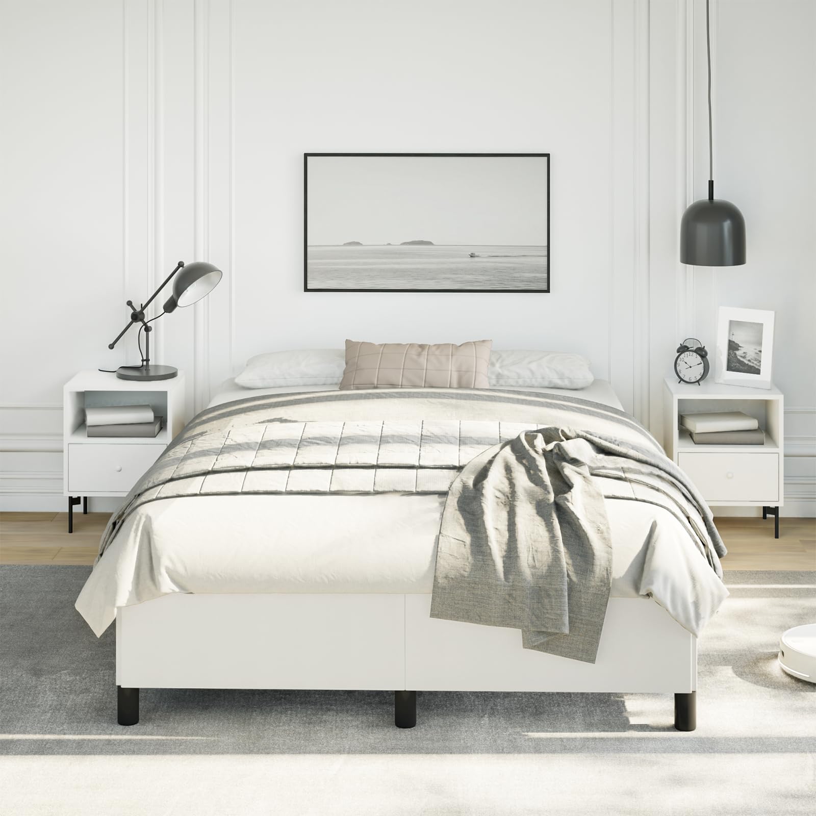 vidaXL Bed Frame White 53.9x74.8??Full Faux Leather