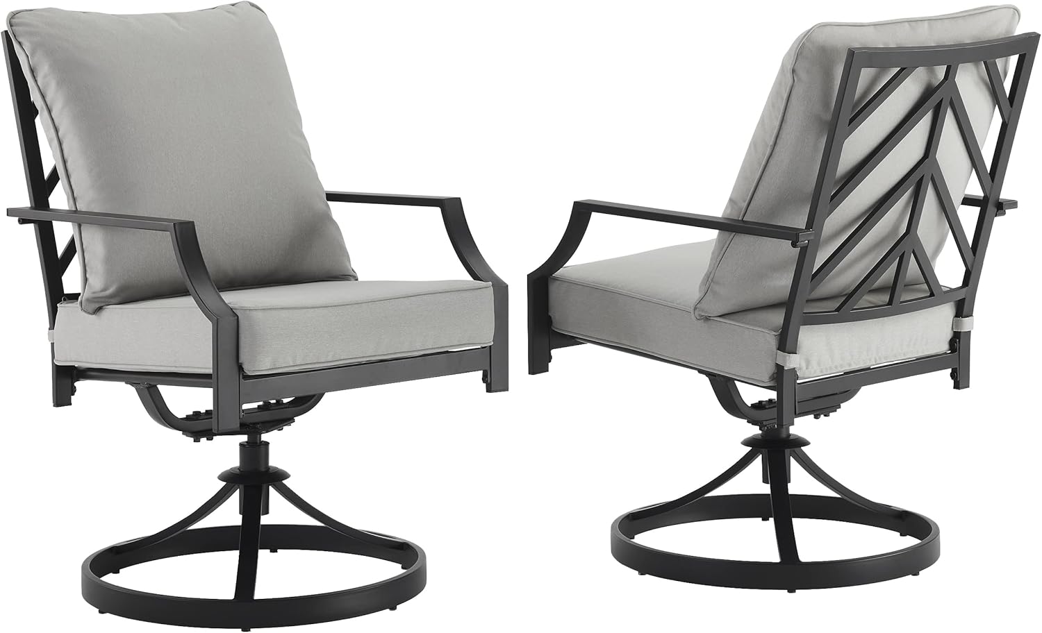 Otto 2 Piece Swivel Outdoor Dining Chair Set Gray, Matte Black - 2 Swivel Chairs