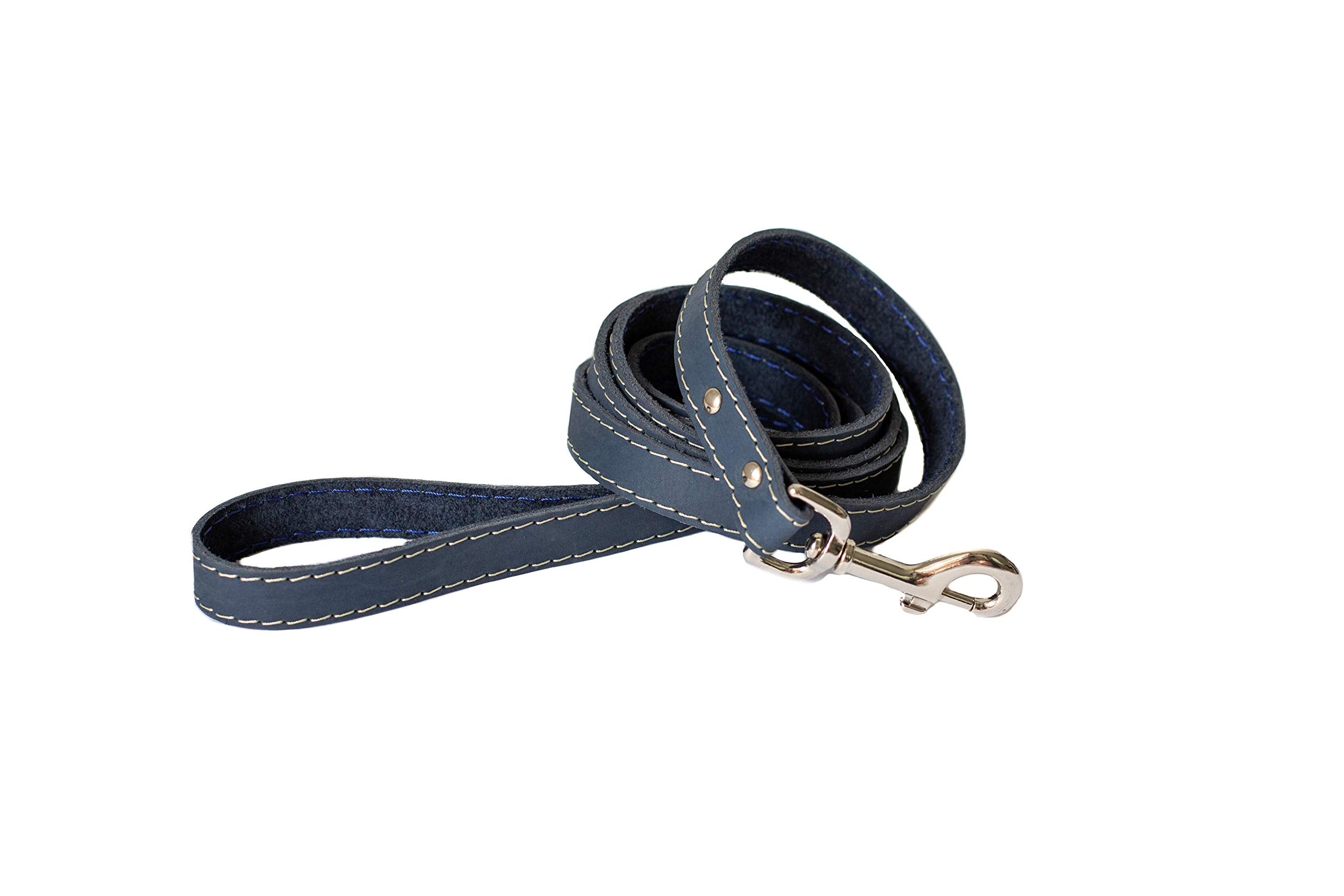 Luxury Soft Navy L Leather Lead Width 3/4 Length 6”