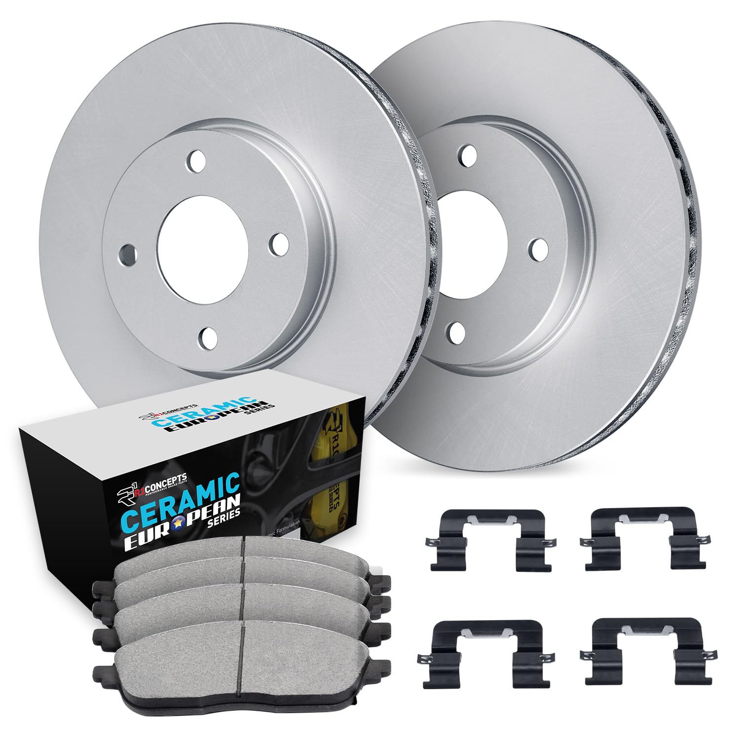 R1 Concepts Carbon Coated Disc Brake Rotor Set with Euro Ceramic Pads and Hardware WDTH1-54006