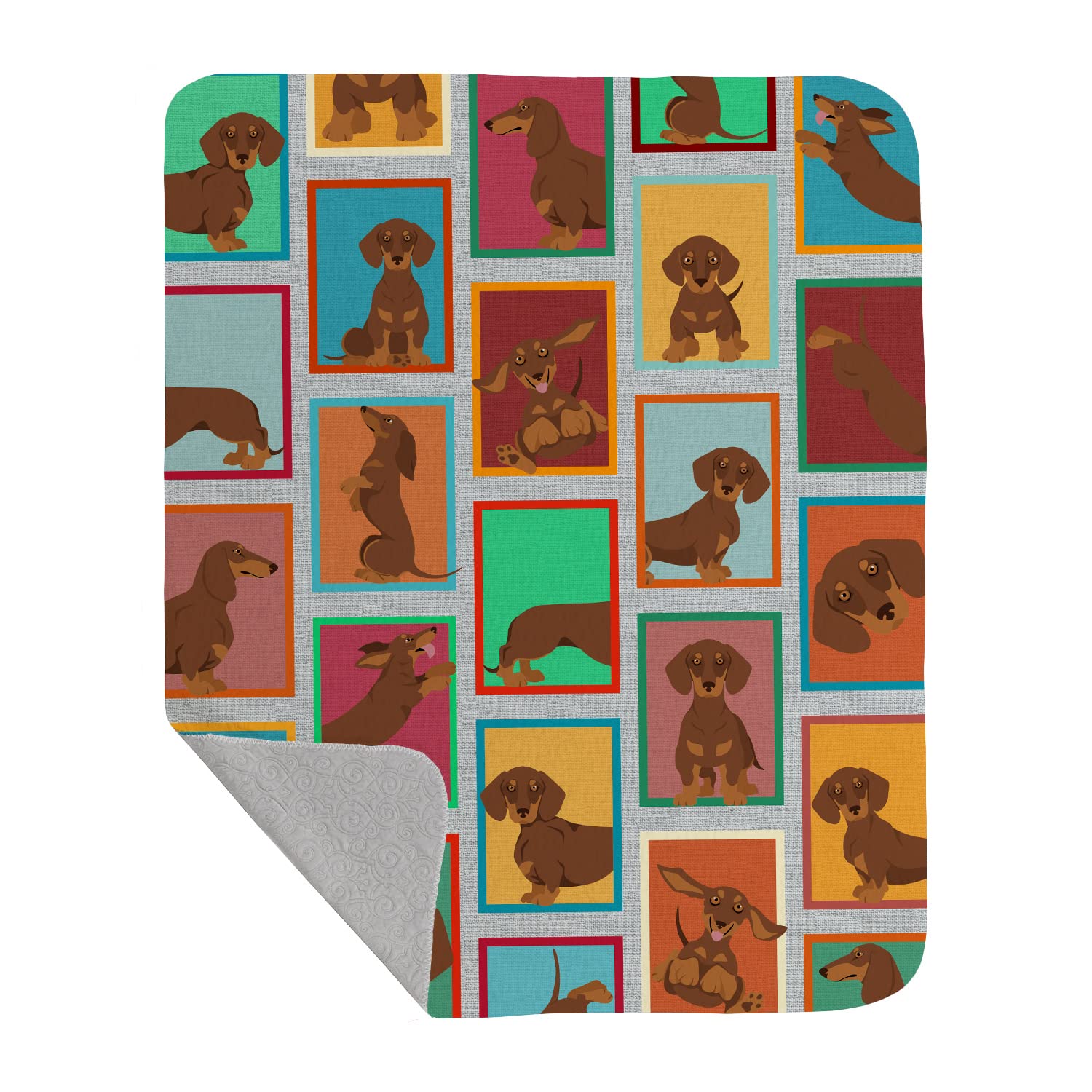 Carolines Treasures MLM1103LQB Lots of Chocolate and Tan Dachshund Quilted Blanket 50x60 Artwork Pattern Quilted Throw Blanket for Bed, Couch, Sofa, Soft and Lightweight
