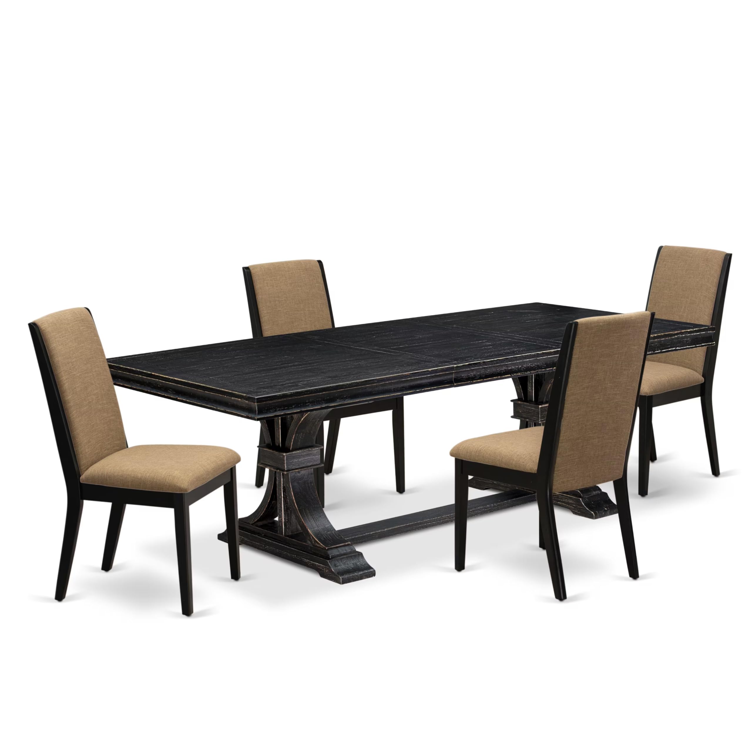 5 piece kitchen set in a dining table & 4 dining chairs & black legs