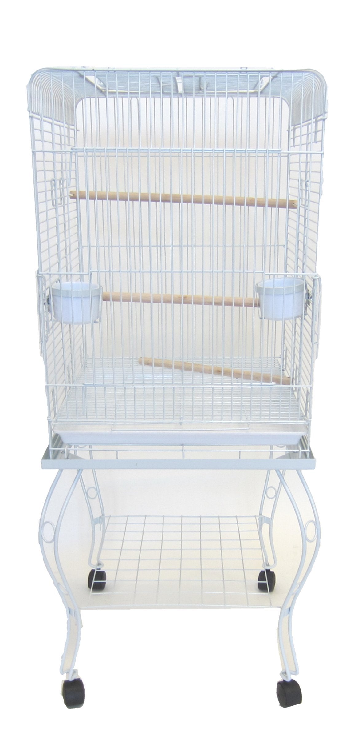 20″ Open Top Parrot Cage With Stand - White