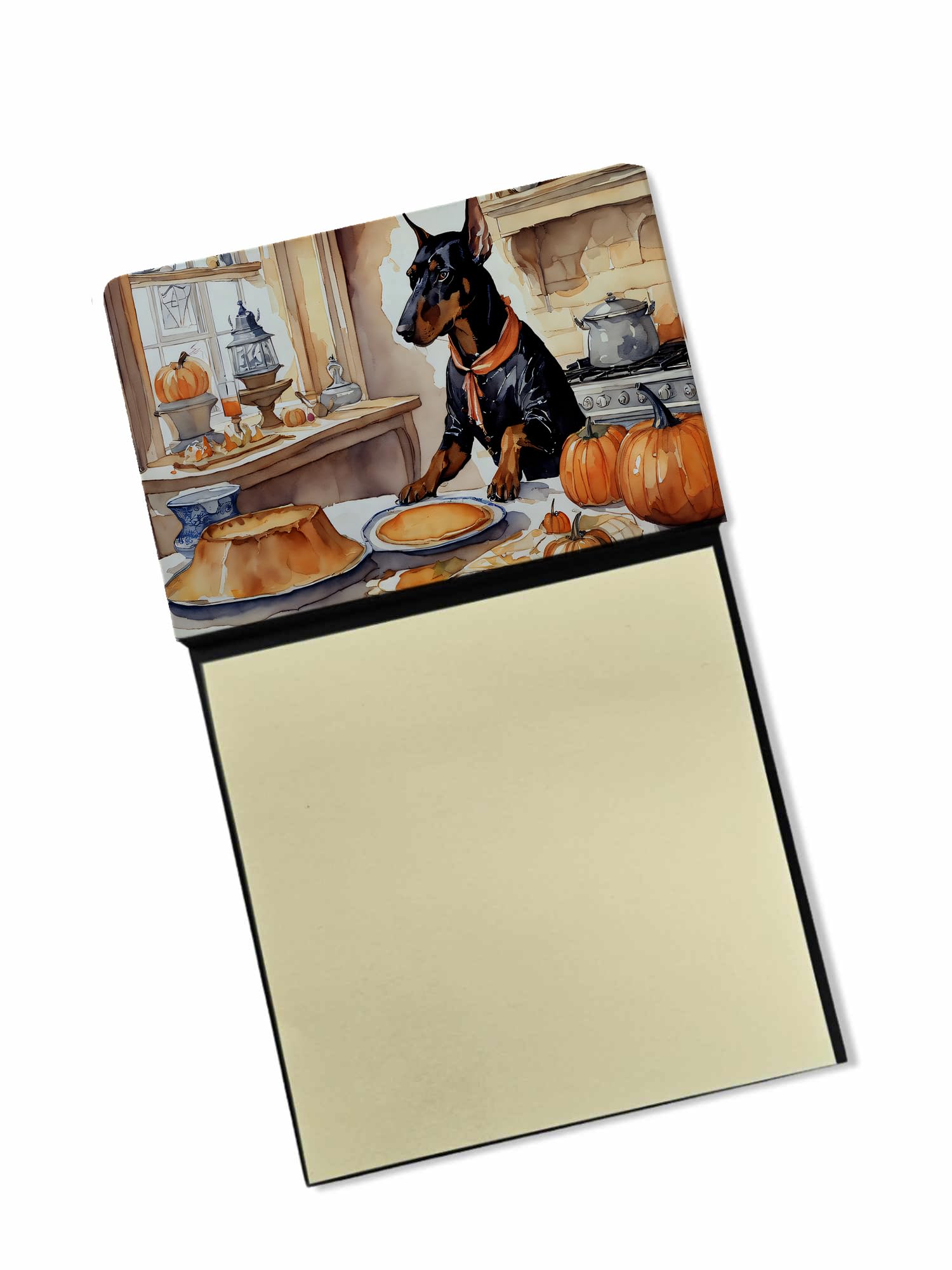 Doberman Pinscher Fall Kitchen Pumpkins Sticky Note Holder