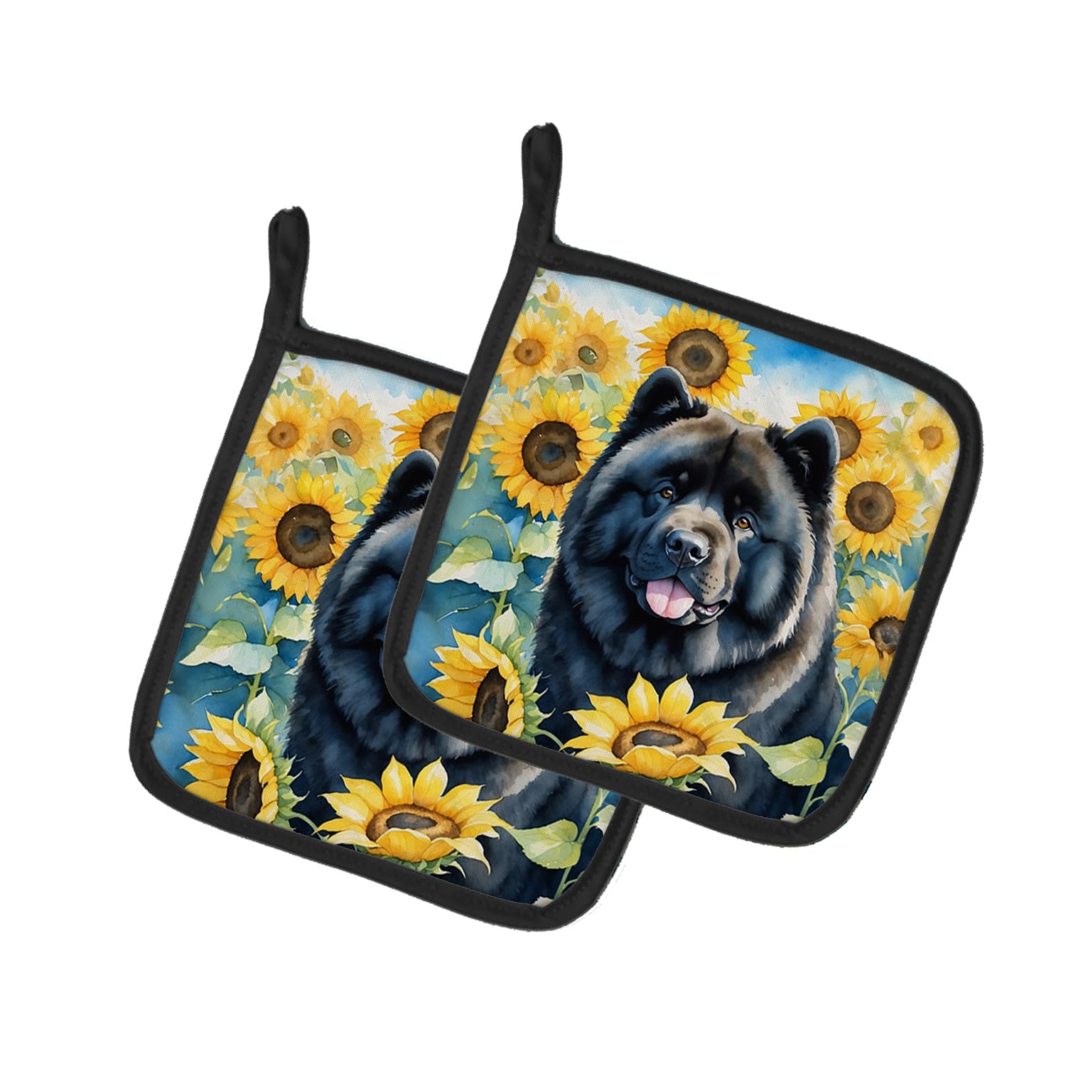 Chow Chow in Sunflowers Pair of Pot Holders