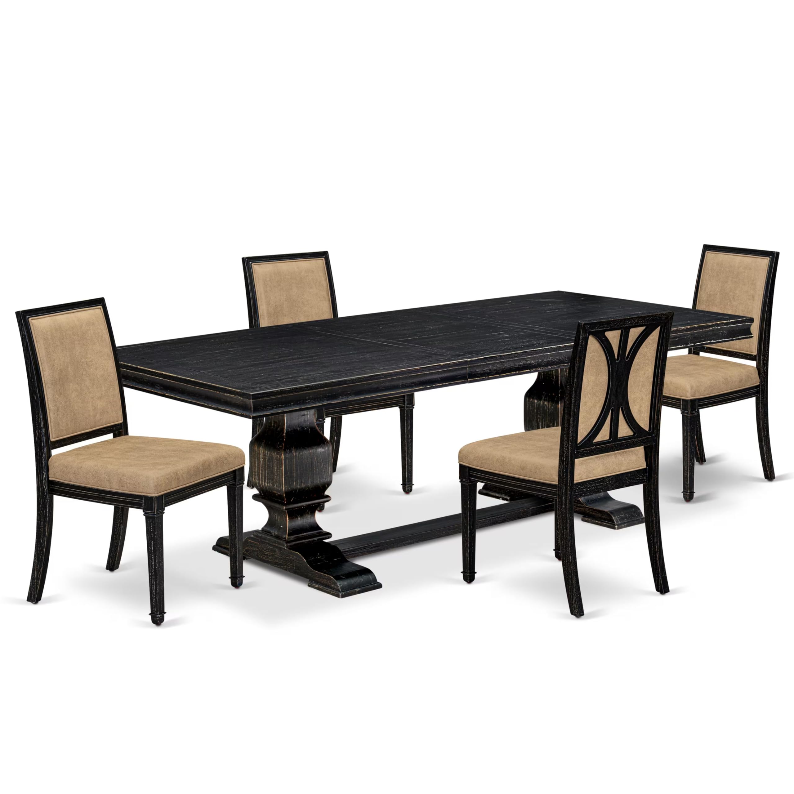 5 piece Dining Table Set includes a Dining Table and 4 Dark Grey Kitchen Chairs