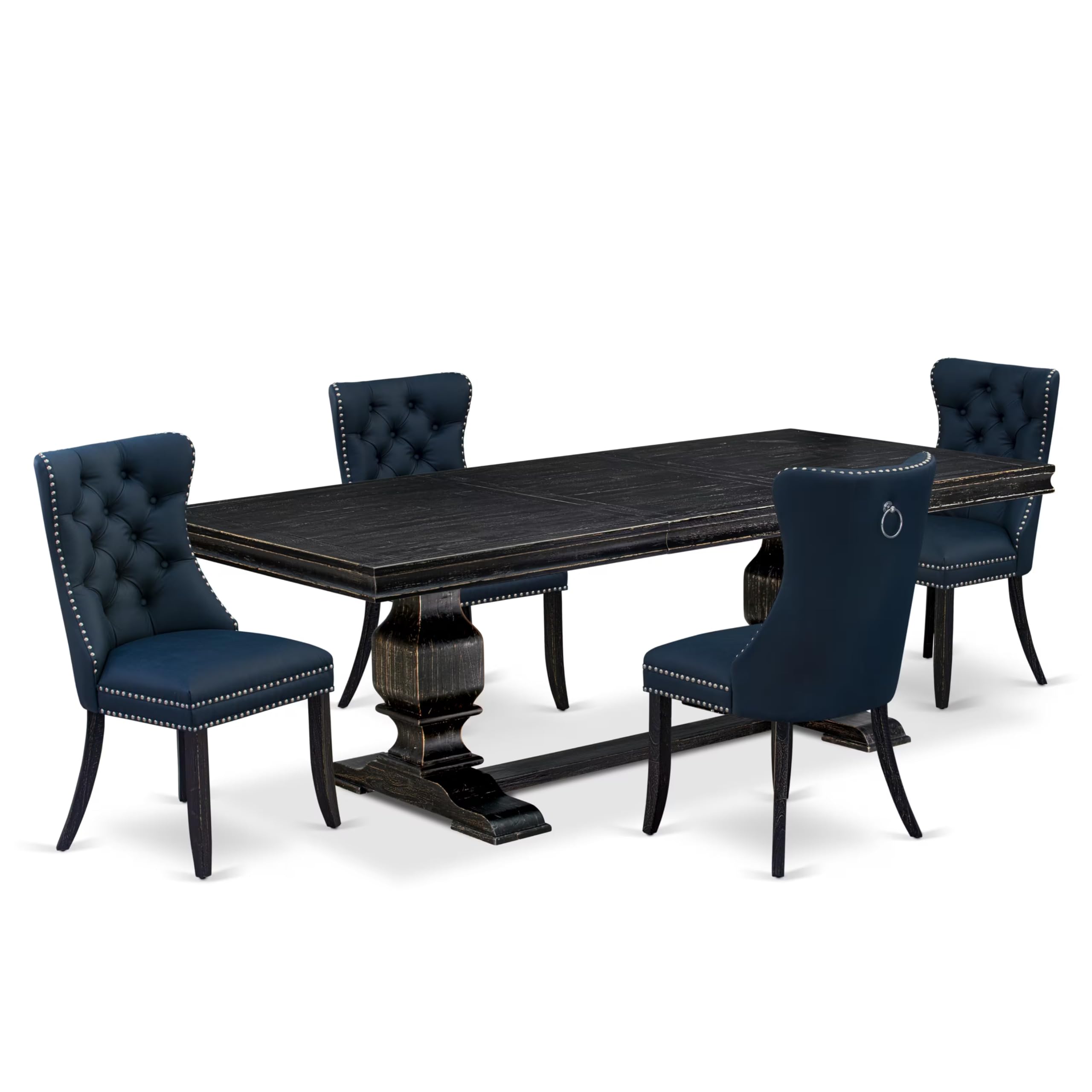 5 piece dining set includes a dinner table and 4 Faux Leather kitchen Chairs