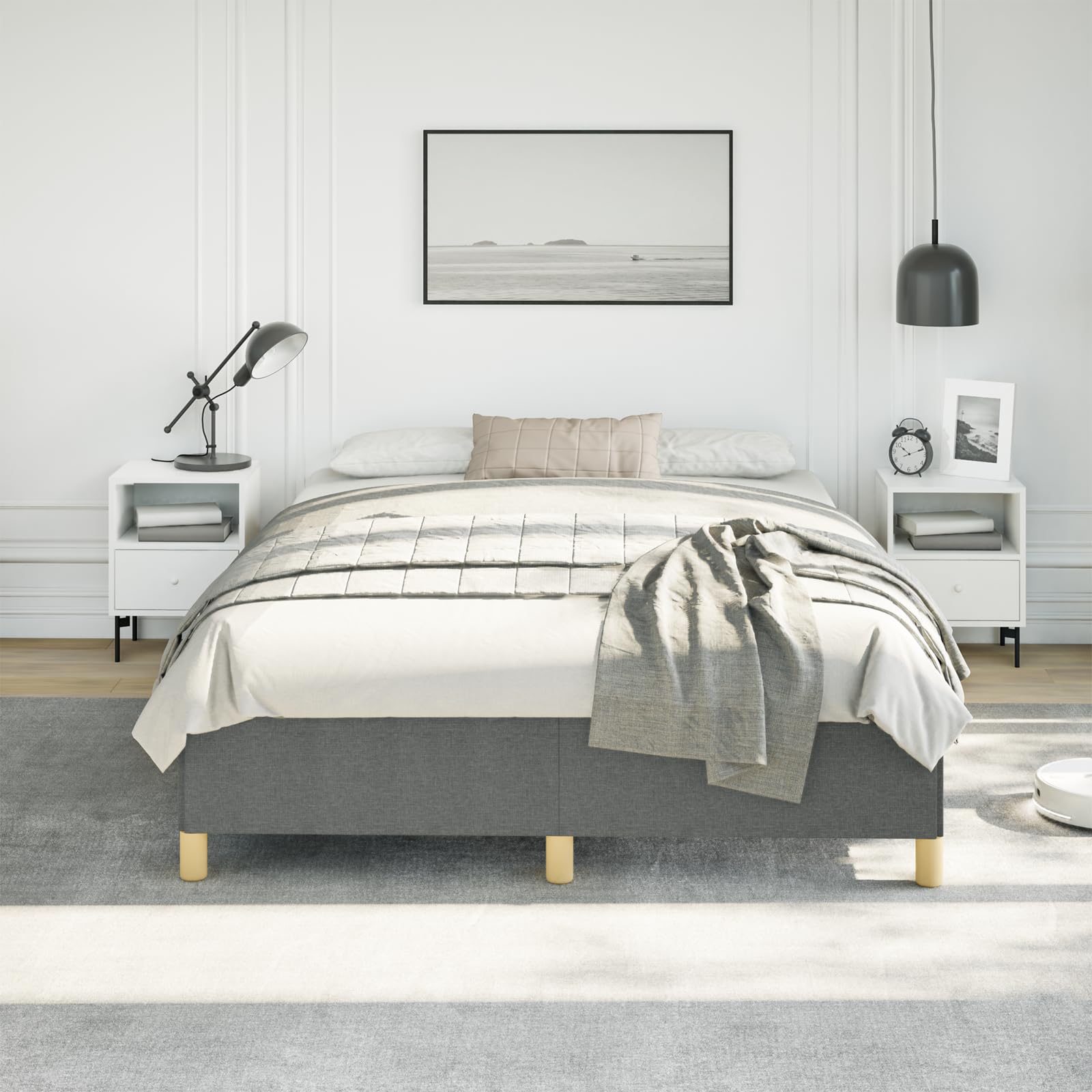 vidaXL Bed Frame Dark Gray 59.8x79.9??Queen Fabric