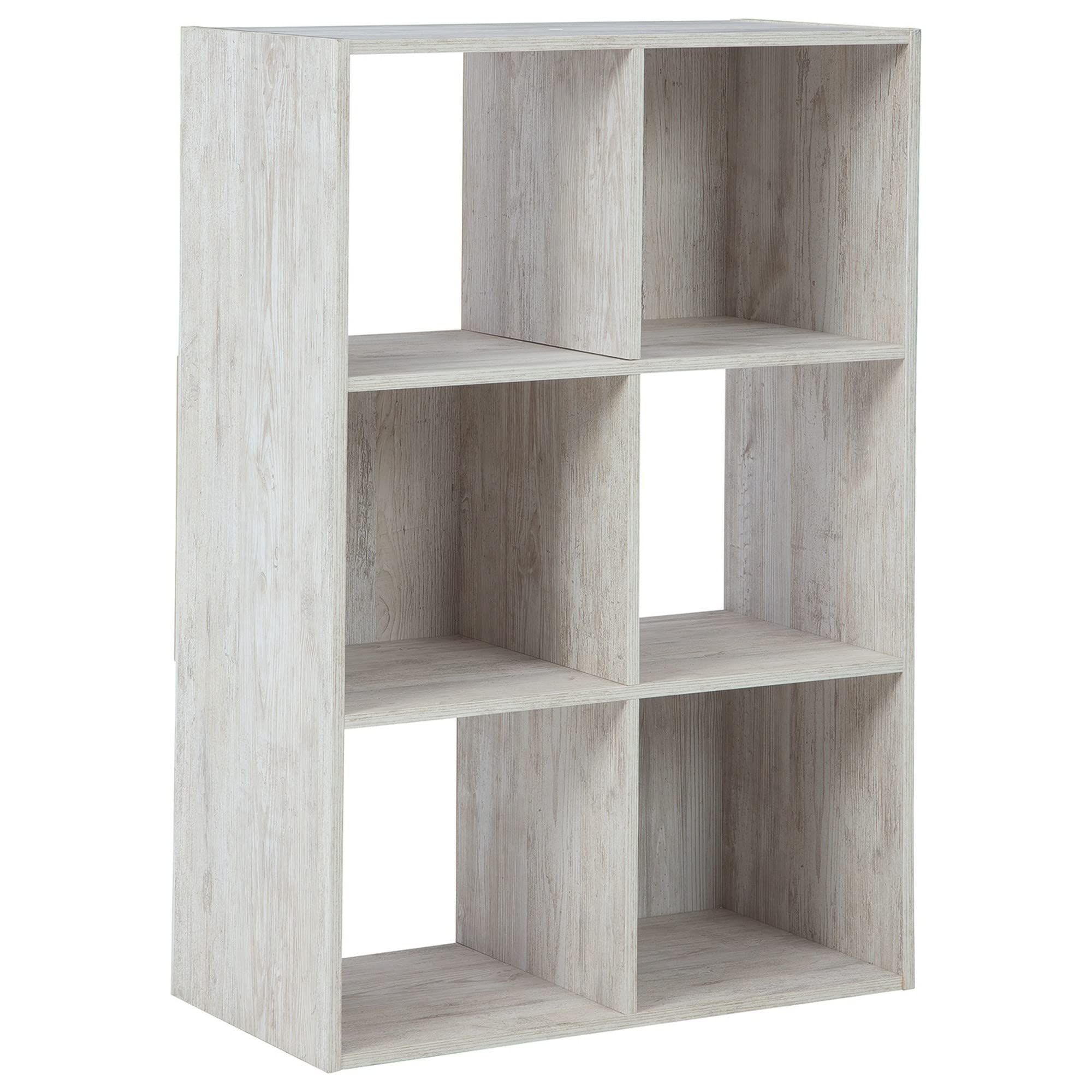 Benjara 6 Cube Wooden Organizer With Grain Details, White