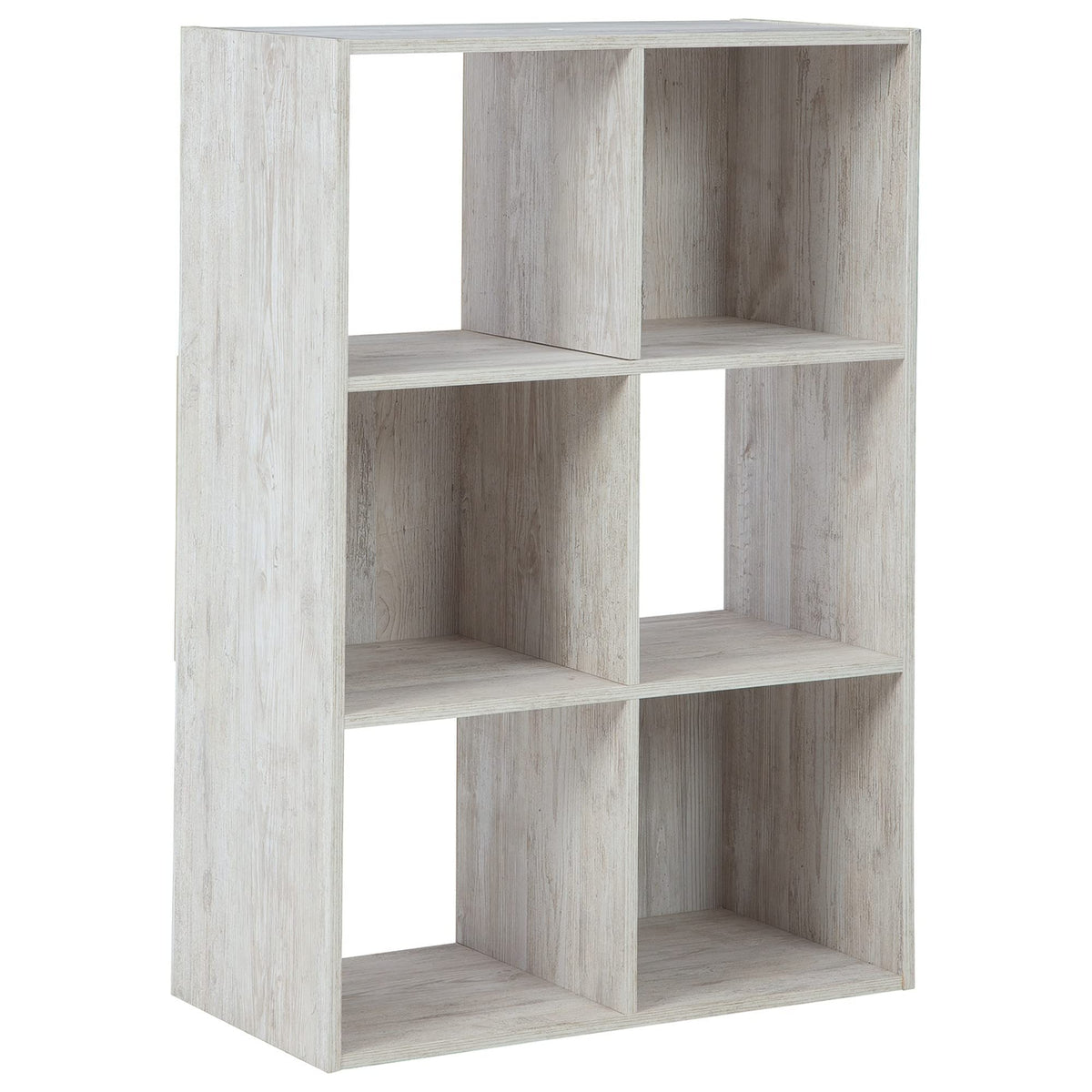 Benjara 6 Cube Wooden Organizer With Grain Details, White