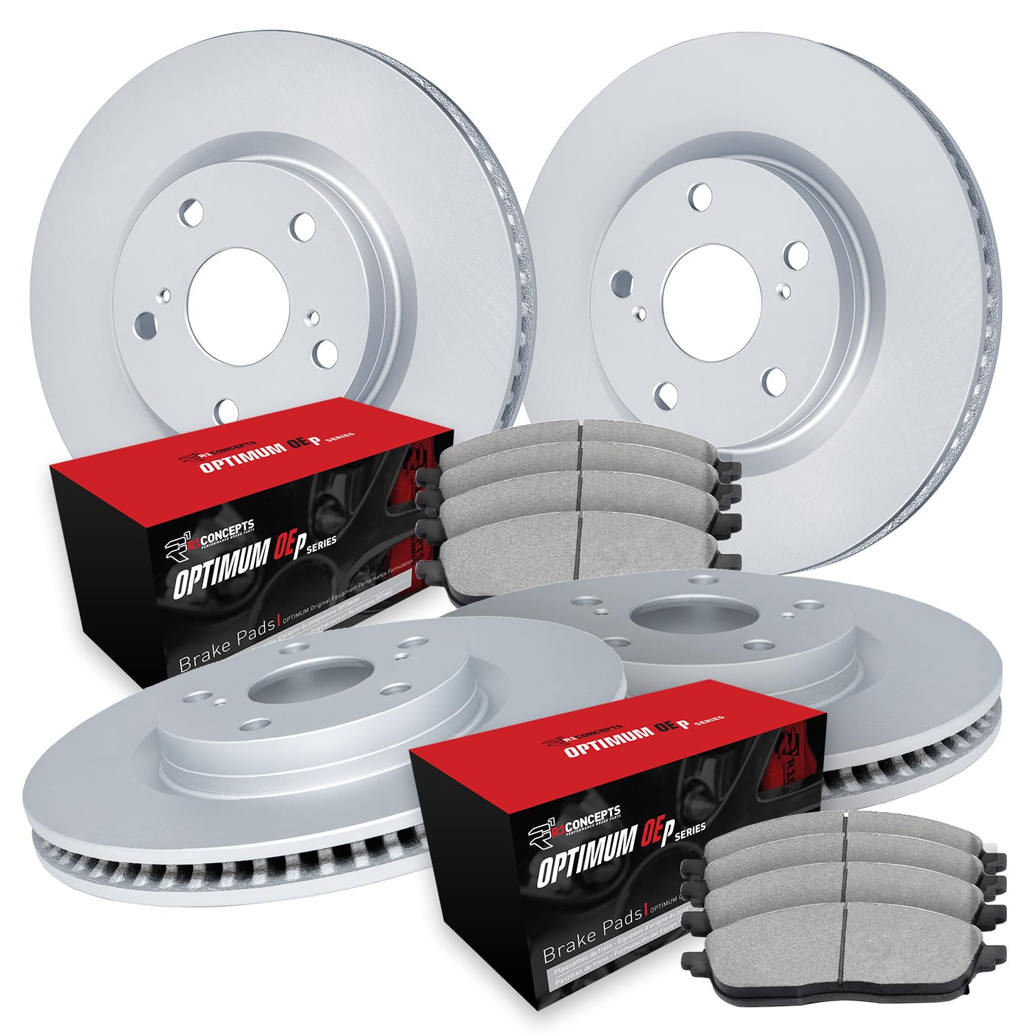 R1 Concepts Carbon Coated Disc Brake Rotor Set with Optimum Oe Pads WDUN2-75018