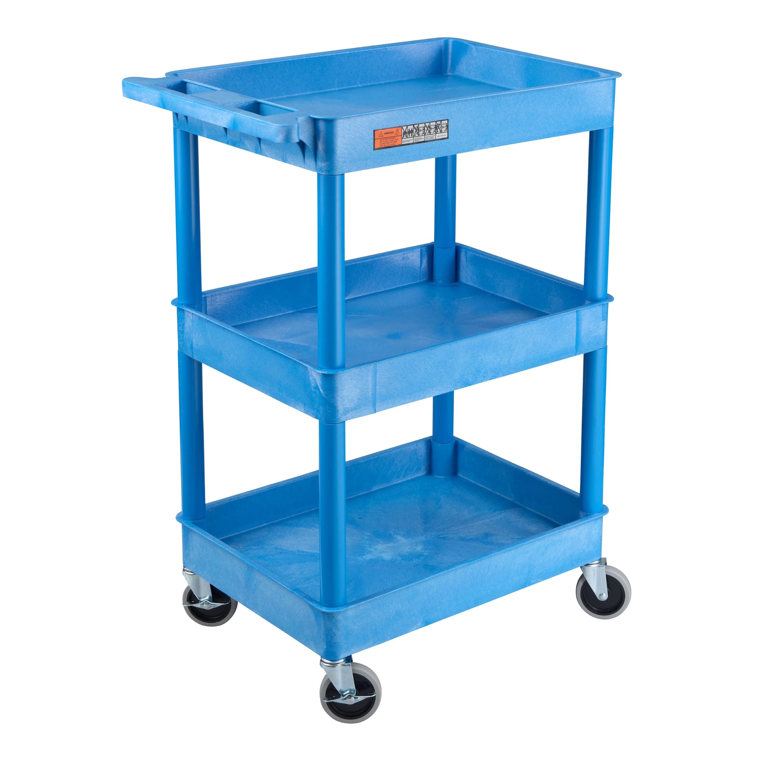 Luxor Blue 3 Shelf Tub Cart