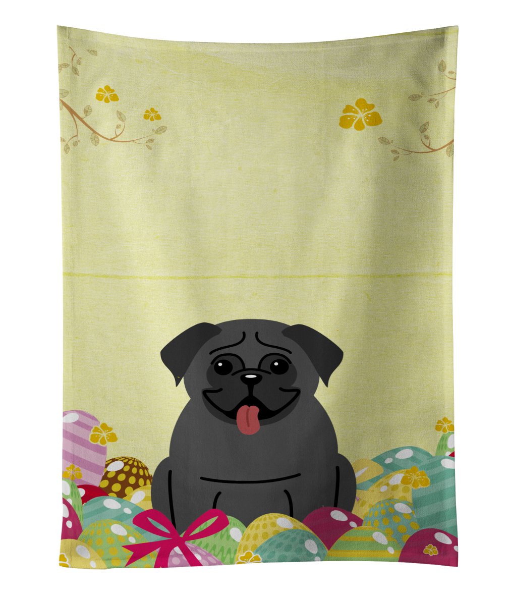 Carolines Treasures Bb6006Ktwl Easter Eggs Pug Black Kitchen Towel Dish Cloths Guest Hand Towel Decorative Bathroom Towel For Fa
