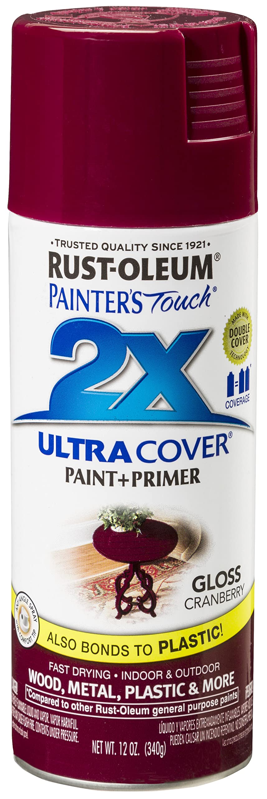 Rust-Oleum 249863 Painter'S Touch 2X Ultra Cover, 12 Ounce (Pack Of 1), Gloss Cranberry