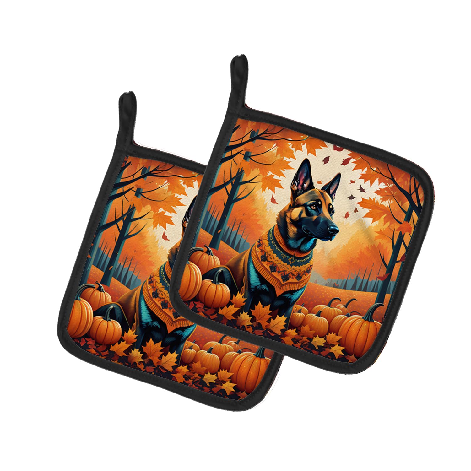 Belgian Malinois Fall Pair of Pot Holders